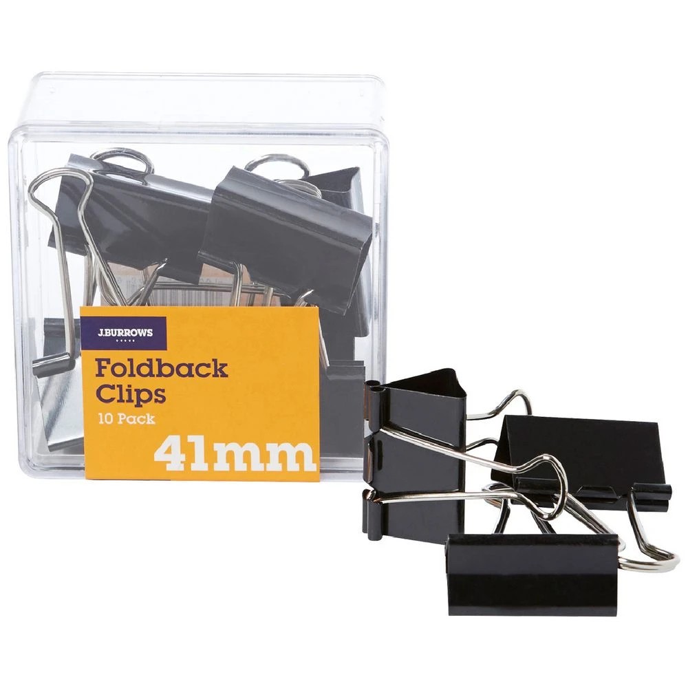 1 J.Burrows 41mm Foldback Clips 10 Pack, 1 of 3