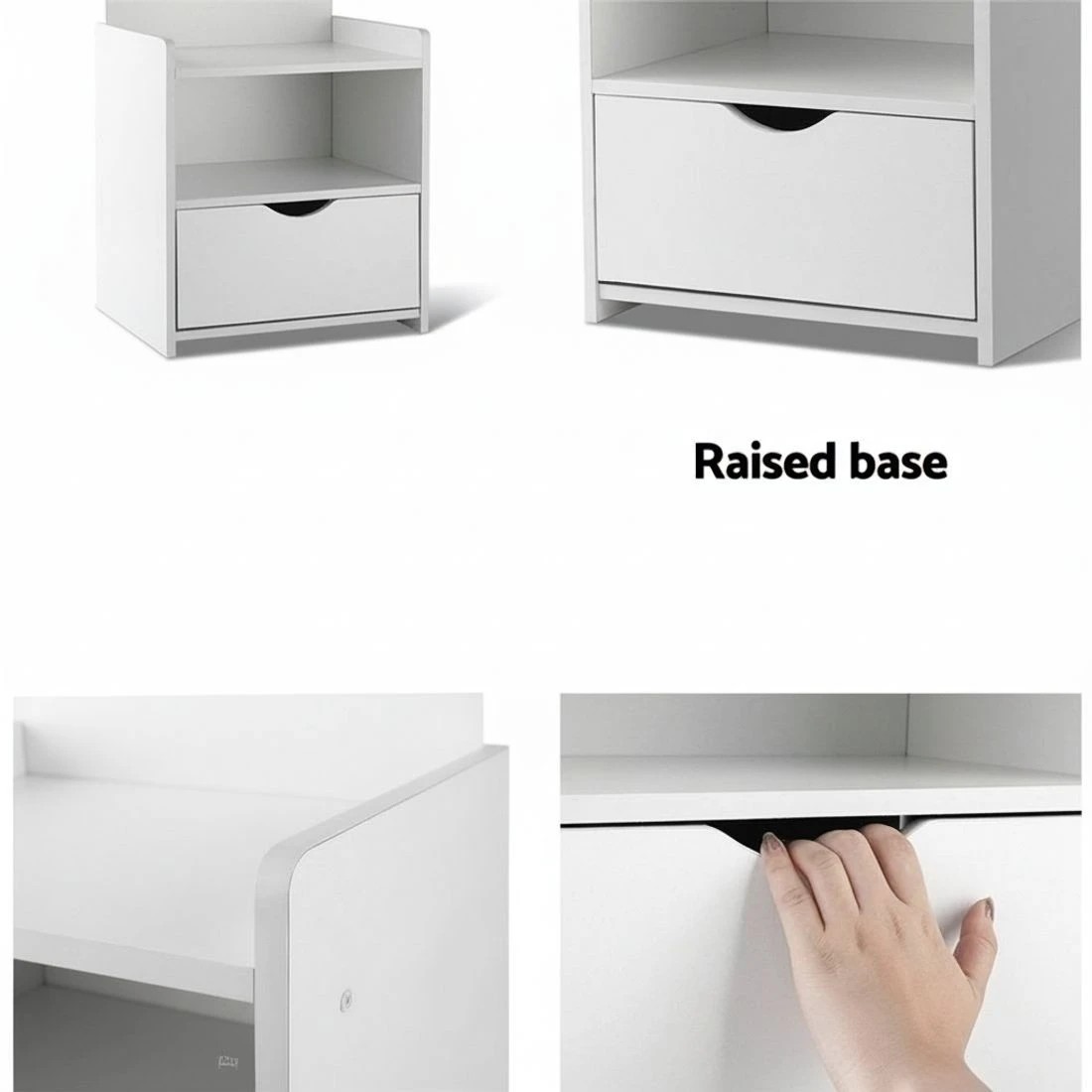 8 Artiss Bedside Table 1 Drawer with Shelves Nightstand Compact Design Storage Modern Decor Easy Assembly - White, 8 of 8