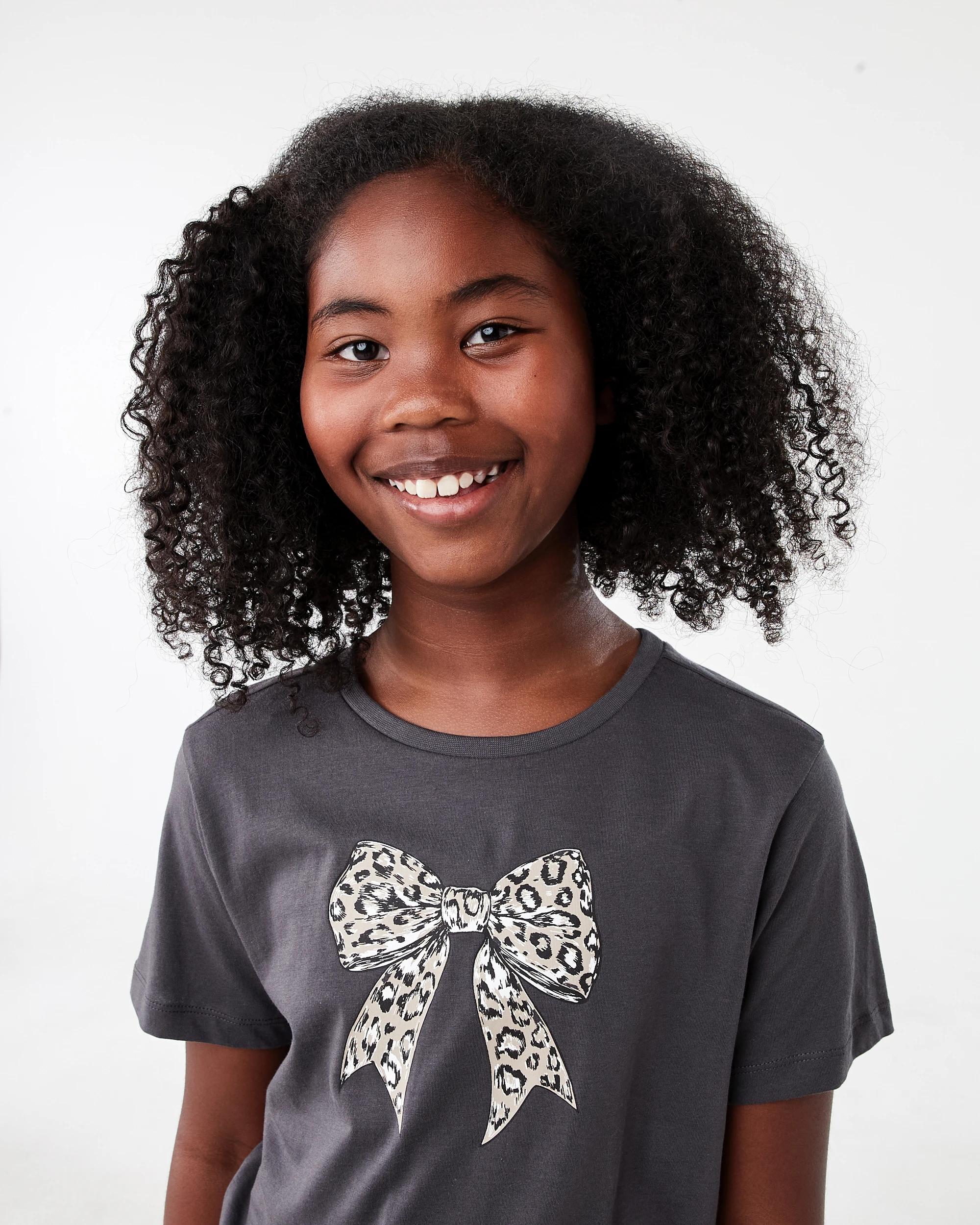 3 Short Sleeve Print T-shirt Gry Bow, 3 of 7