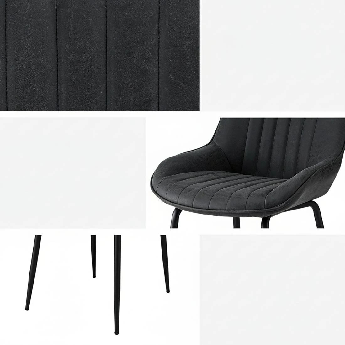 6 Artiss 2x Dining Chairs Retro PU Leather Kitchen Lounge Cafe Accent Chair - Black, 6 of 6