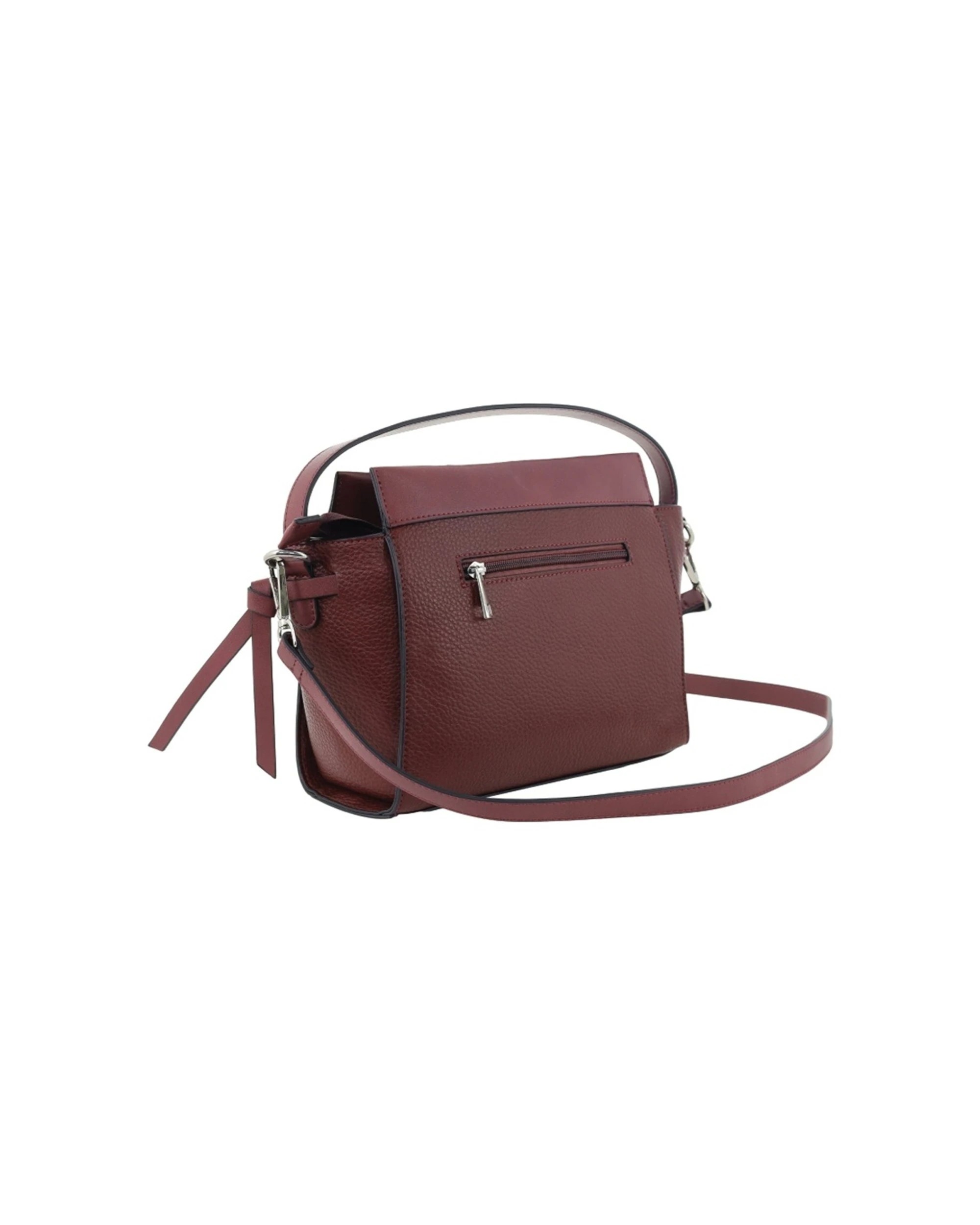 4 Milleni Vegan Leather Shoulder Bag W Adjustable Strap Compact Adjustable Length - Burgundy, 4 of 4