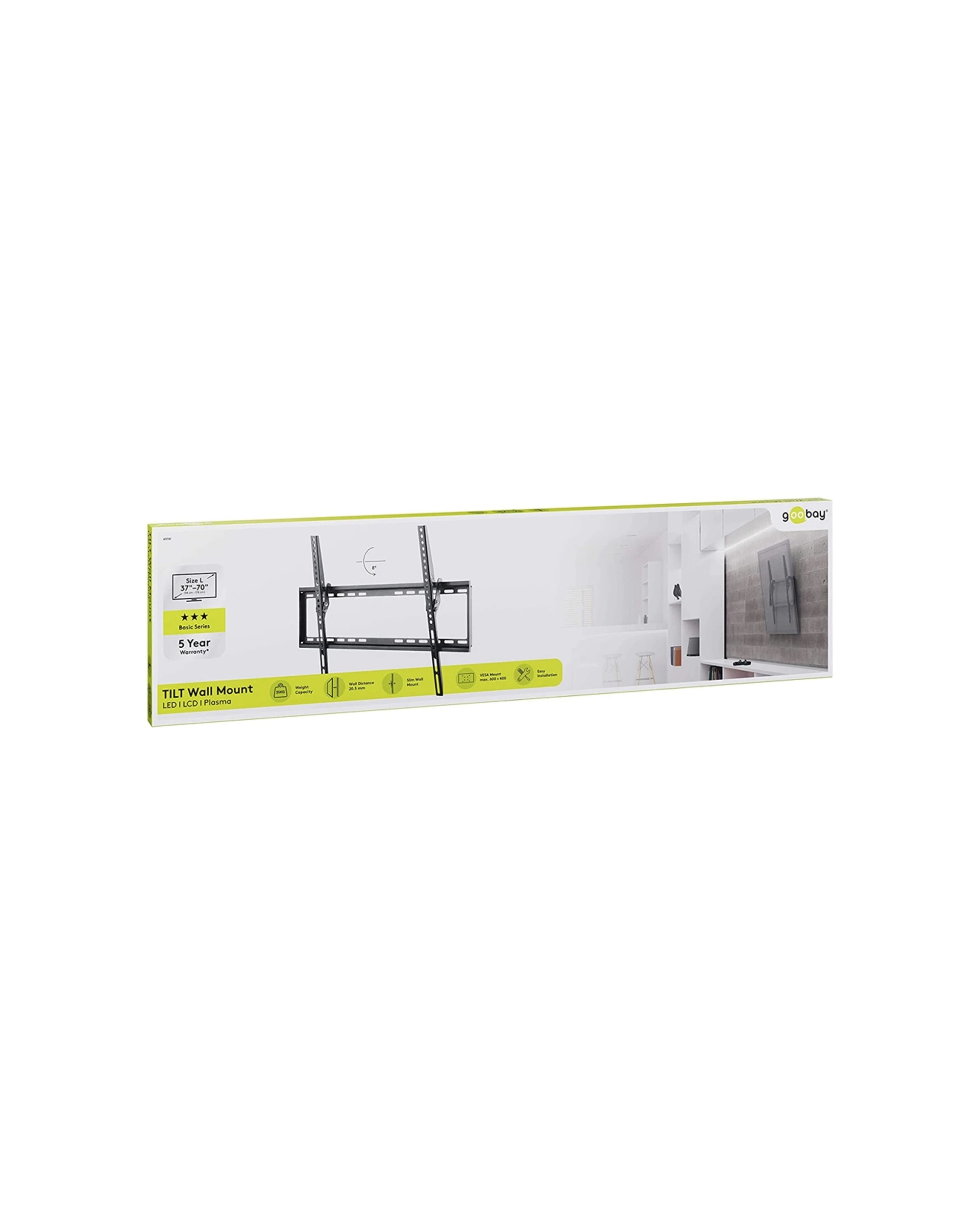 2 Goobay Tilt Wall Mount Rack Bracket For 37-70 Inch TV Slim Design - Black, 2 of 2