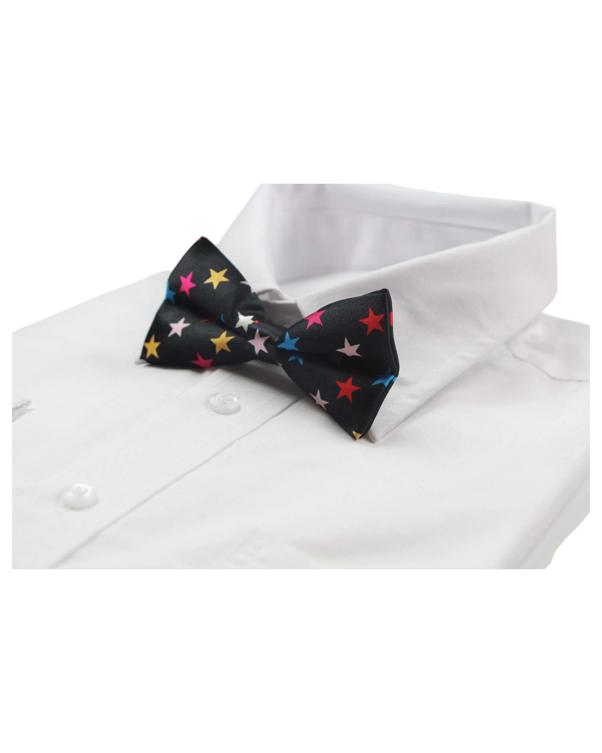 1 Zasel Mens Black With Multicoloured Stars Patterned Bow Tie - Multi, 1 of 5