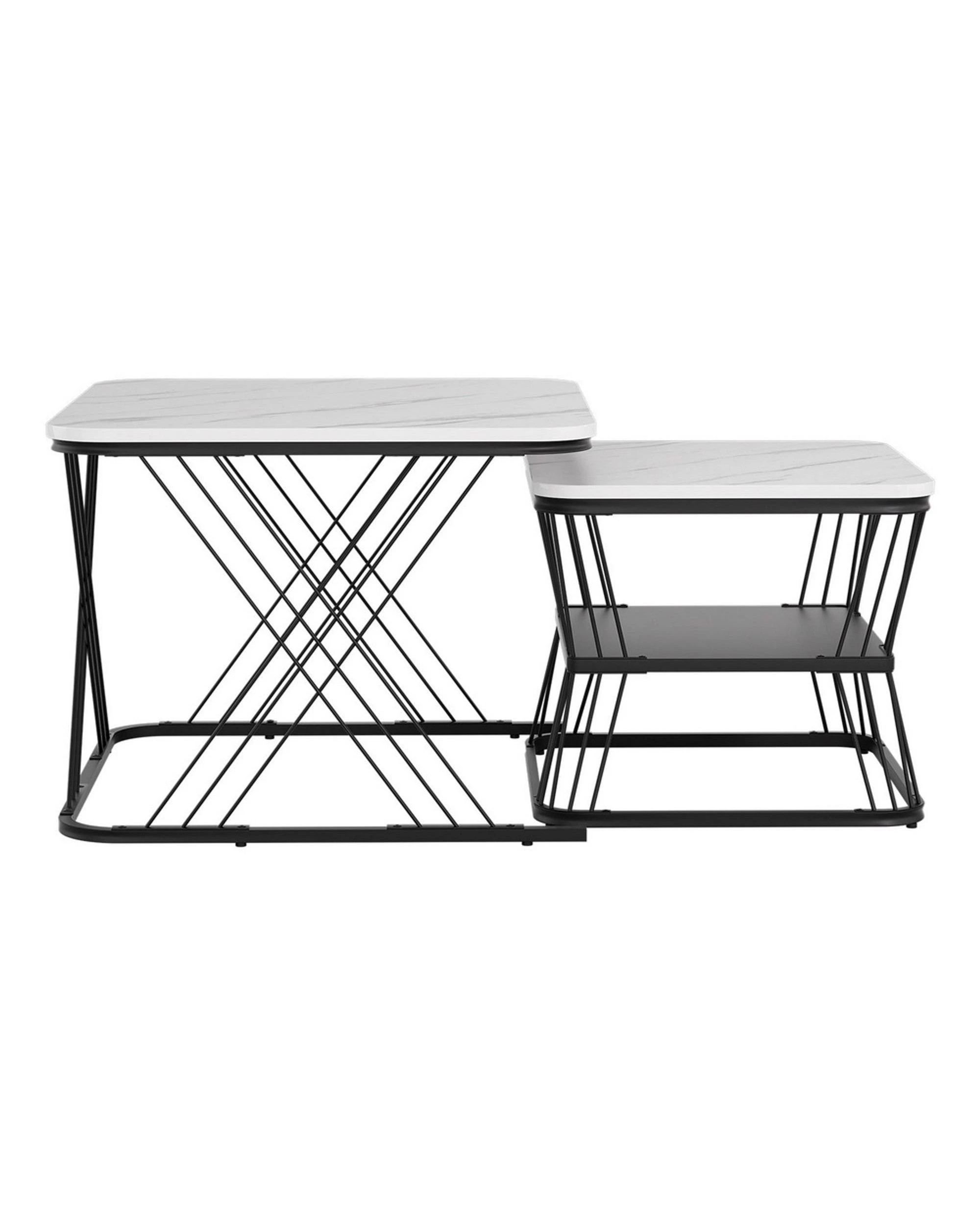 3 Artiss Nesting Coffee Table Set of 2 Marble Effect - Multi, 3 of 8