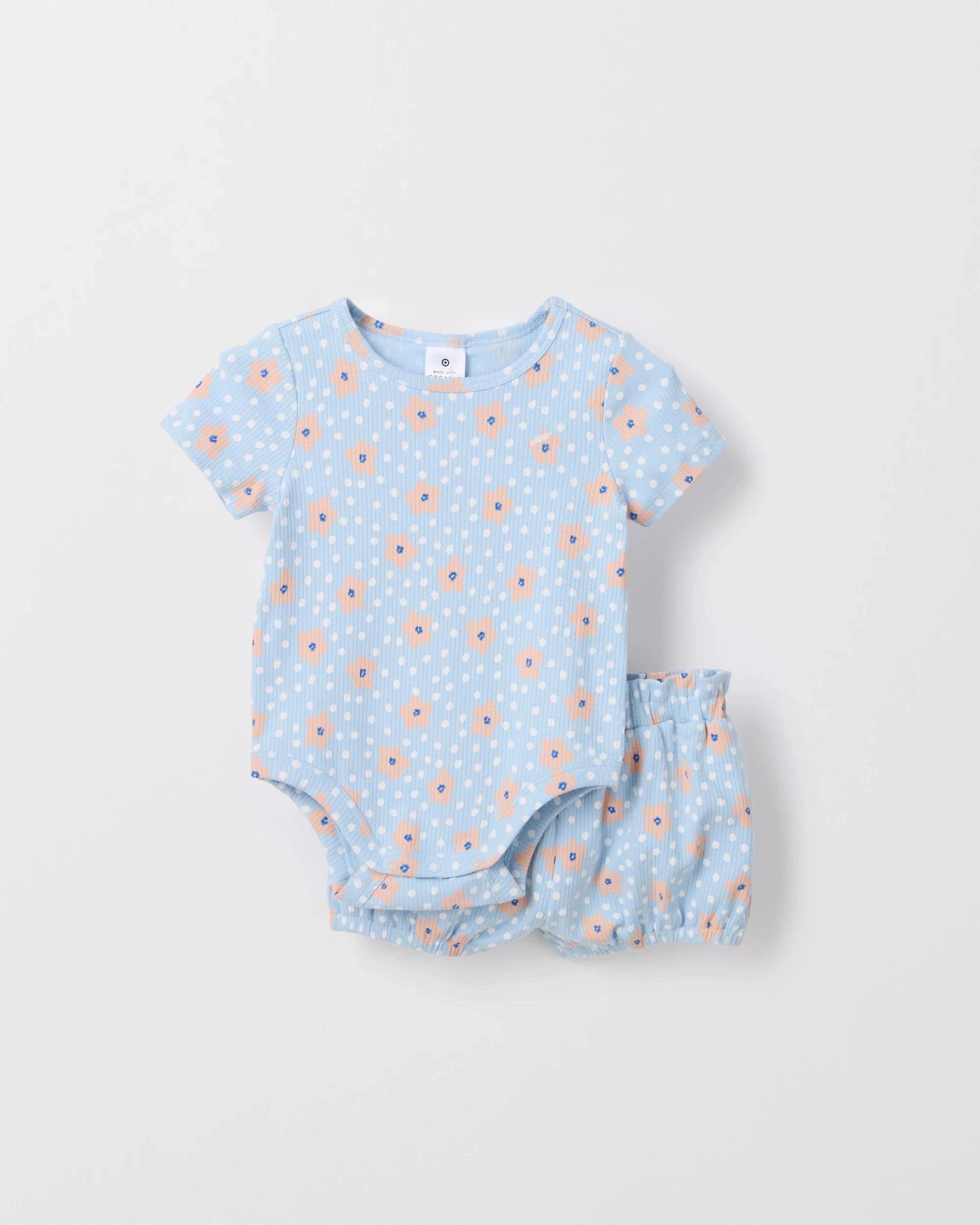 4 Target Baby Organic Cotton Baby Bodysuit and Shorts 2 Piece Set DAISY DOT, 4 of 6