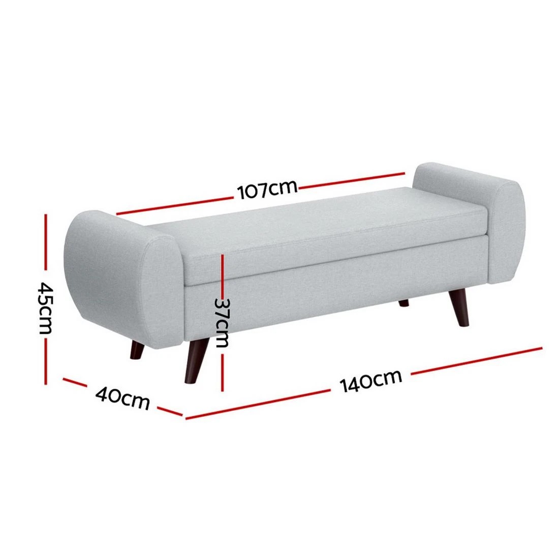 2 Artiss Storage Ottoman Blanket Box Armrest 140cm - Grey, 2 of 6