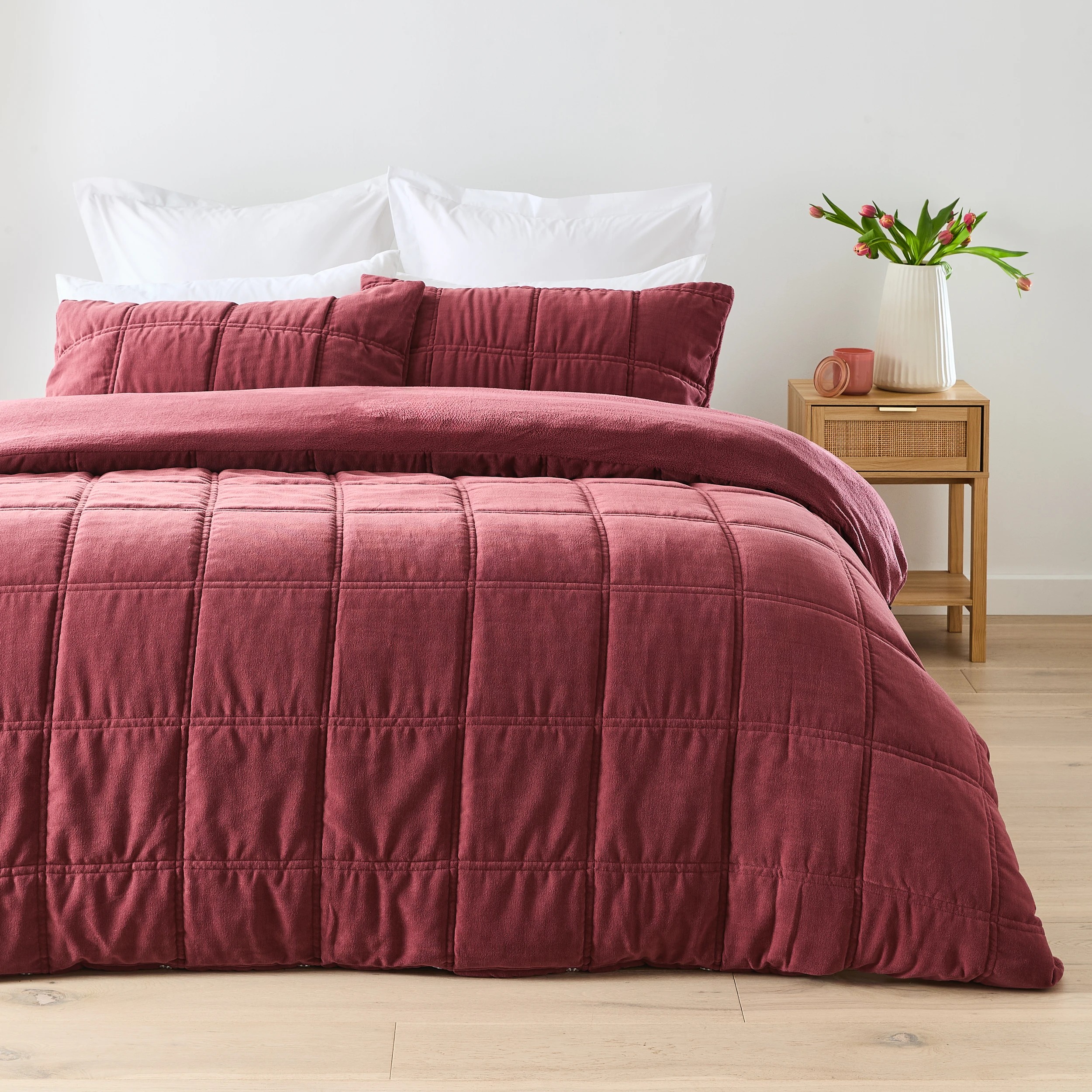 1 Chenille Velvet Quilt Cover Set - Queen Bed, Port, 1 of 7
