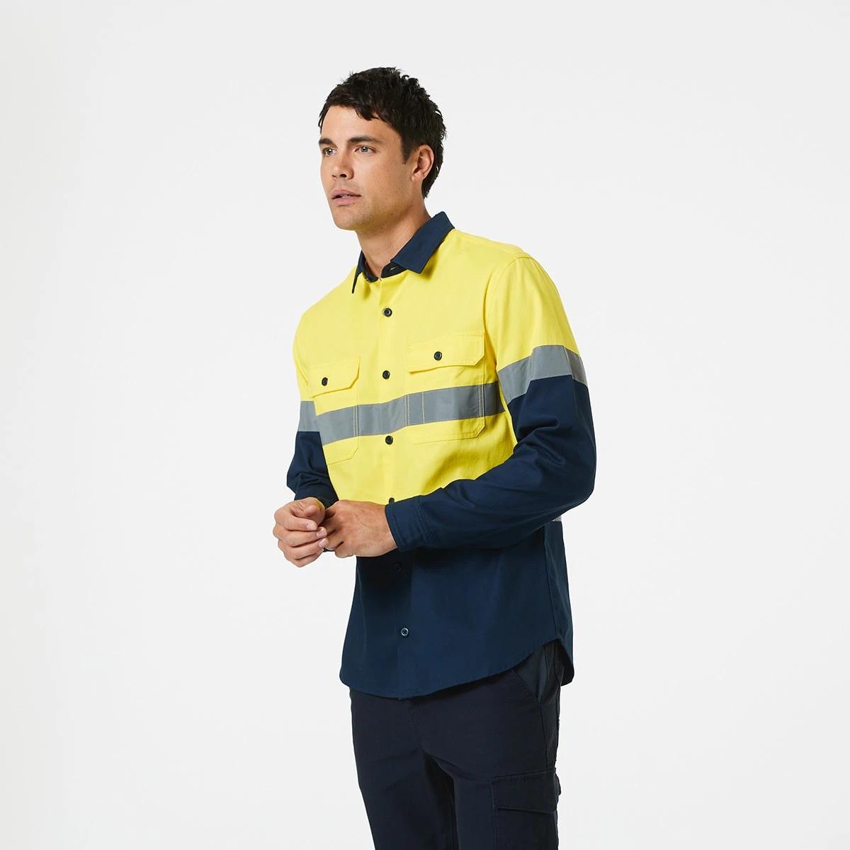 2 Workwear Hi-Visiblity Long Sleeve Reflective Shirt SAFETY YELLOW, 2 of 5