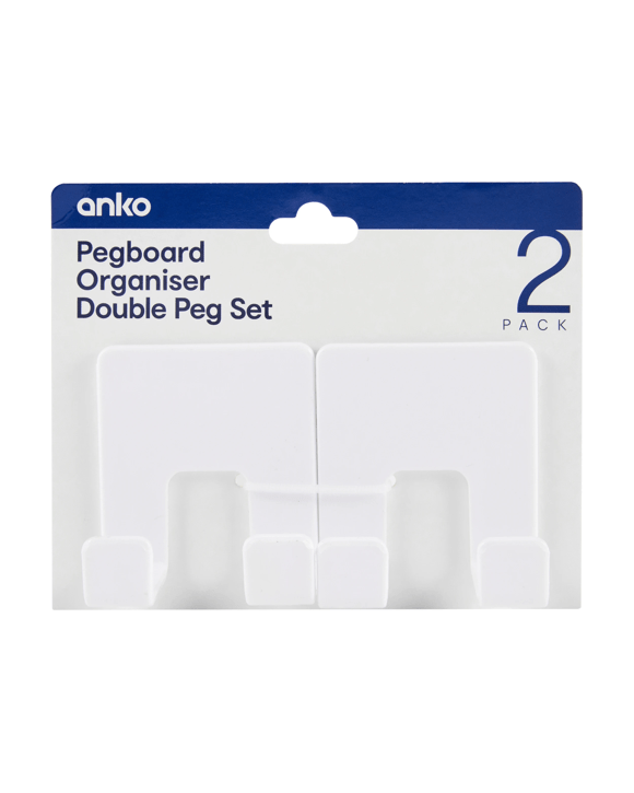 2 Pack Pegboard Organiser Double Peg Set