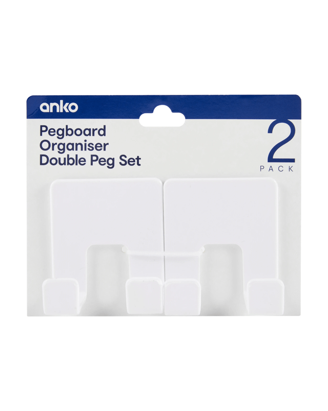 2 Pack Pegboard Organiser Double Peg
