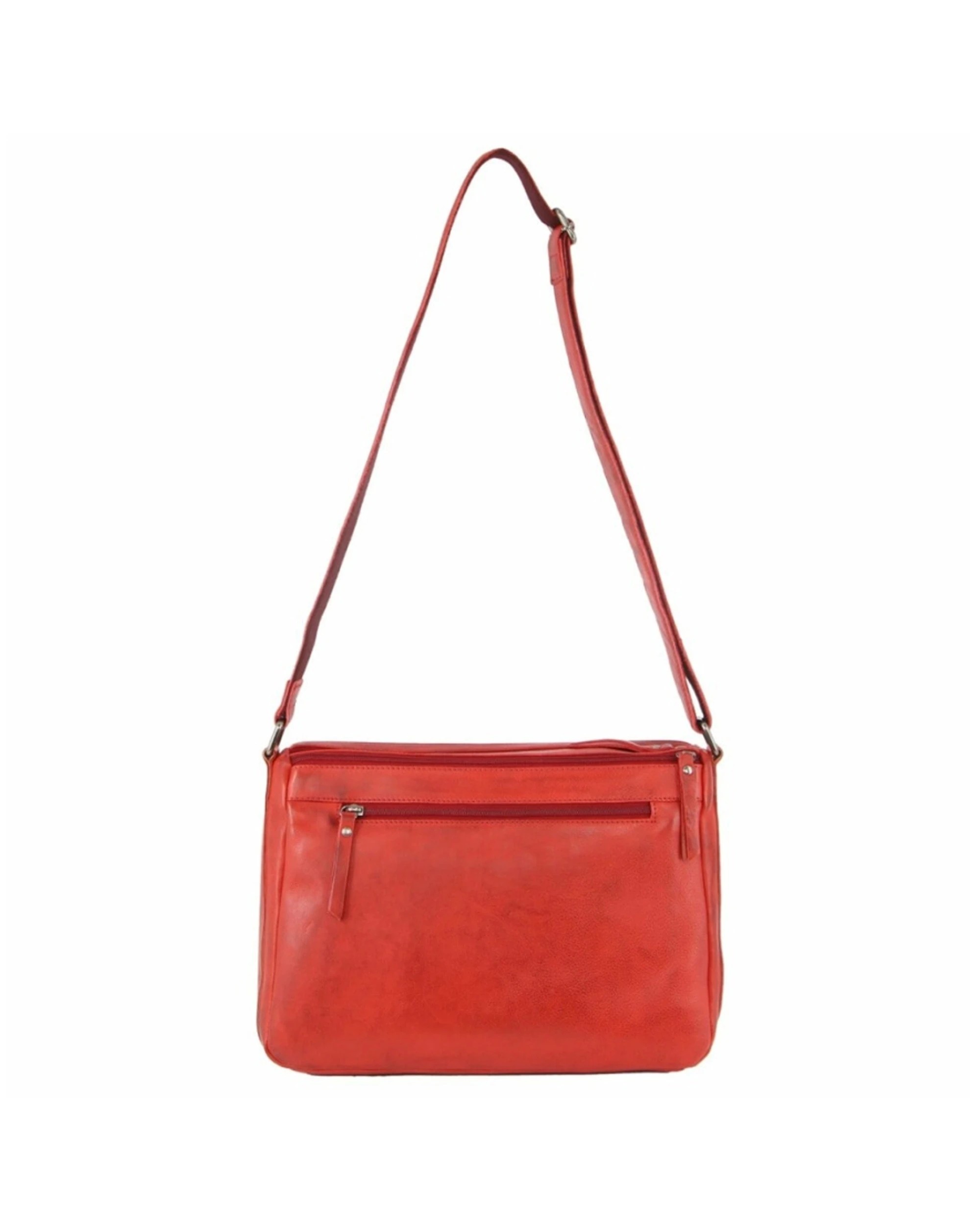 3 Milleni Women's Nappa Leather Shoulder Crossbody Bag 35x22cm - Red, 3 of 3