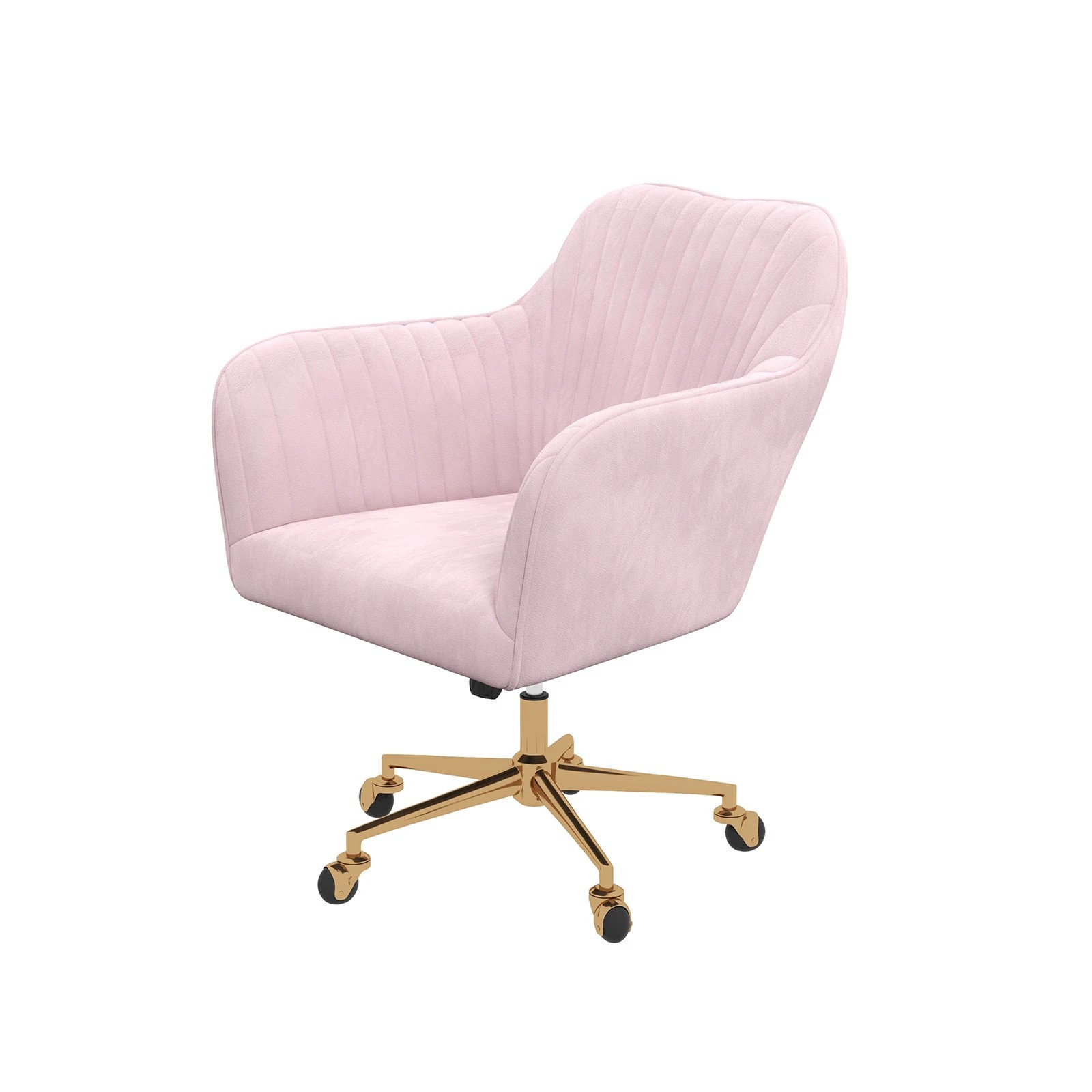 4 Casa Decor Arles Velvet Office Chair Mid Back Swivel Height Adjustable - Pink, 4 of 10