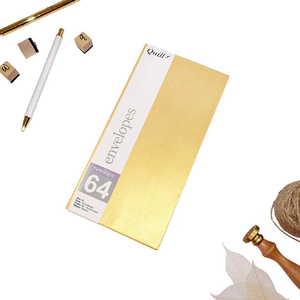 3 Quill DL Envelopes Metallique Autumn Gold 10 Pack, 3 of 4