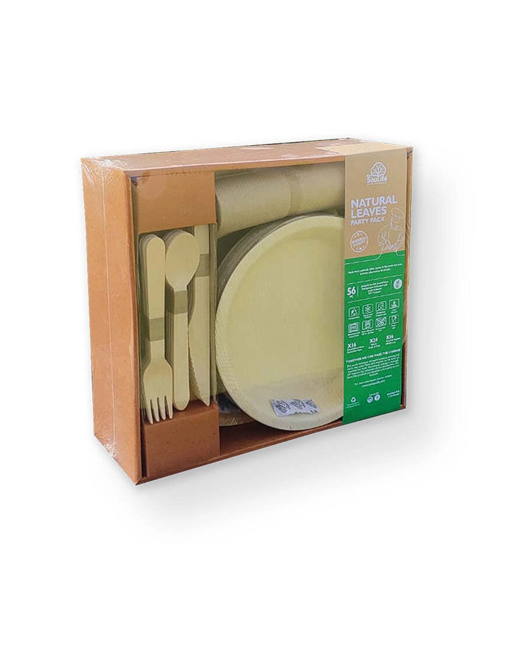 2 112pc Ecosoulife Disposable Natural Areca Nut Leaf Round Party Pack Utensils
 - Natural, 2 of 5