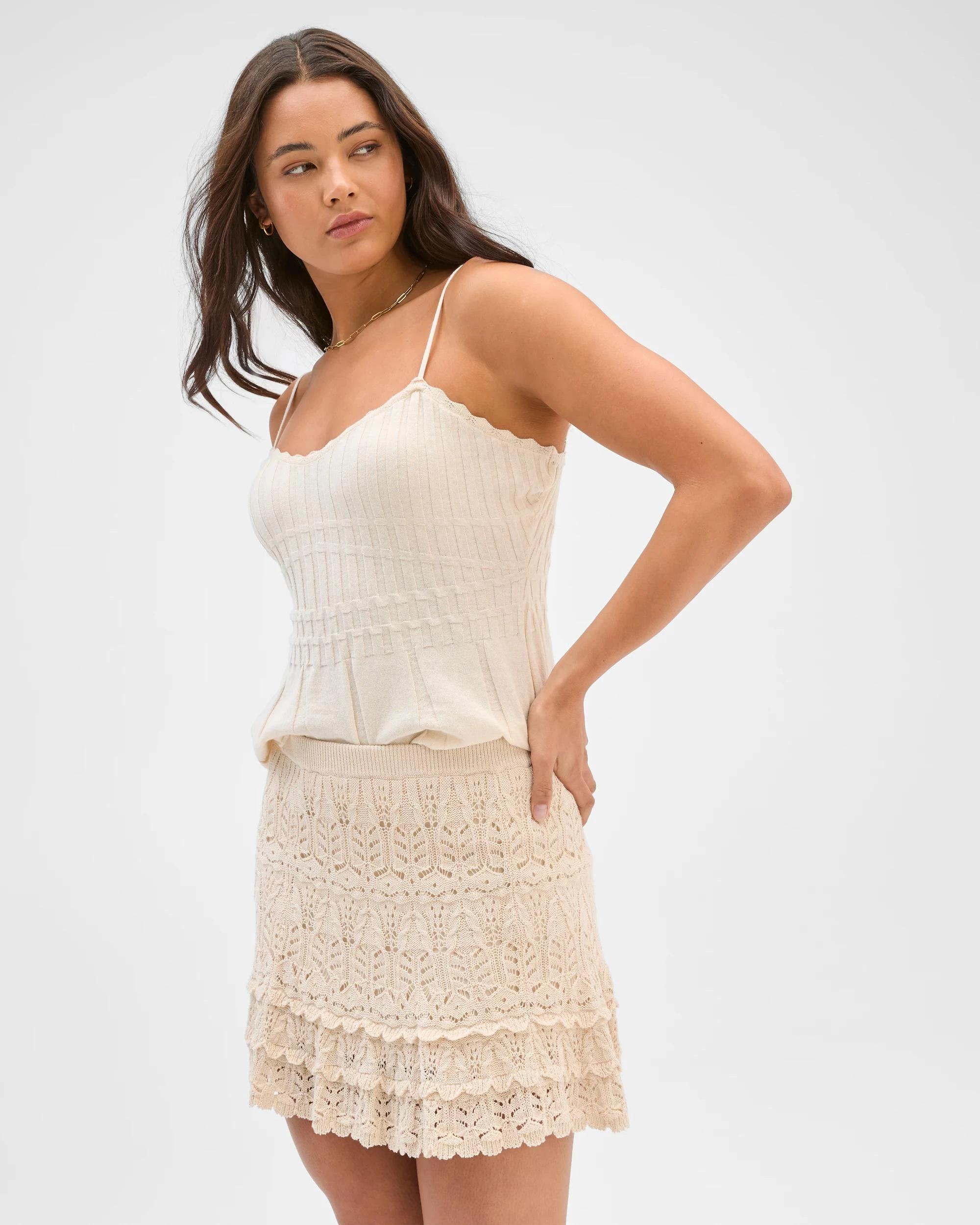 3 Crochet Knit Mini Skirt - Lily Loves EGGNOG, 3 of 5