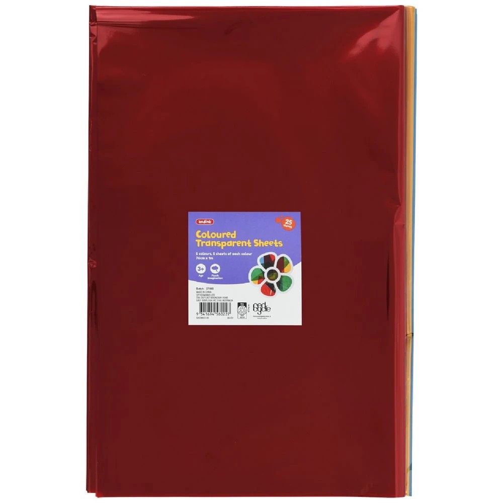 1 Kadink Coloured Transparent Sheets 76cm x 1m Assorted 25 Pack, 1 of 3