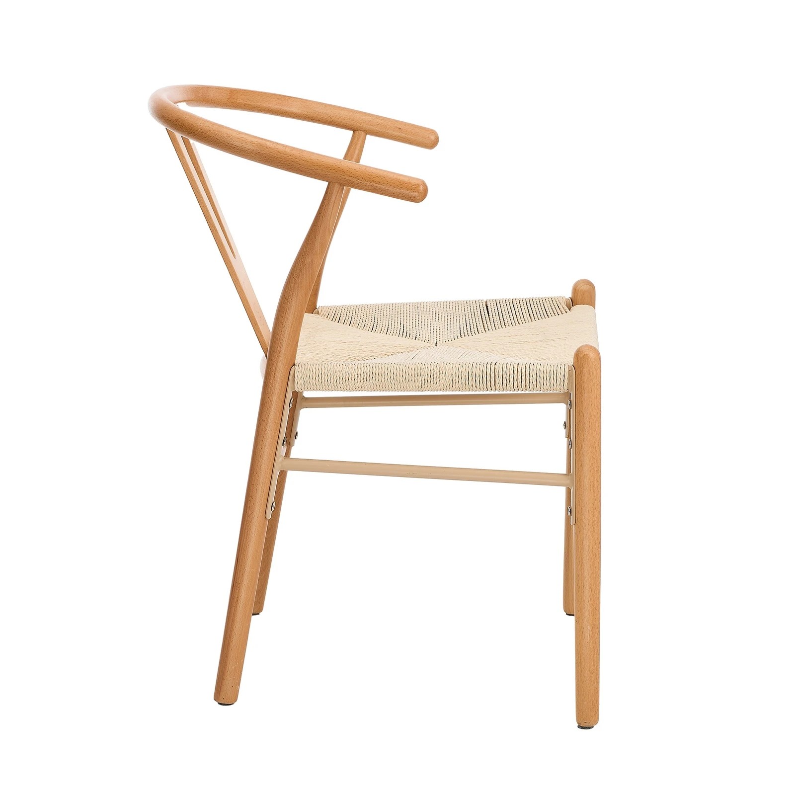 6 Oikiture Set of 4 Wooden Dining Chair Cafe Lounge Seat Wishbone Shaped Chair - Natural, 6 of 8