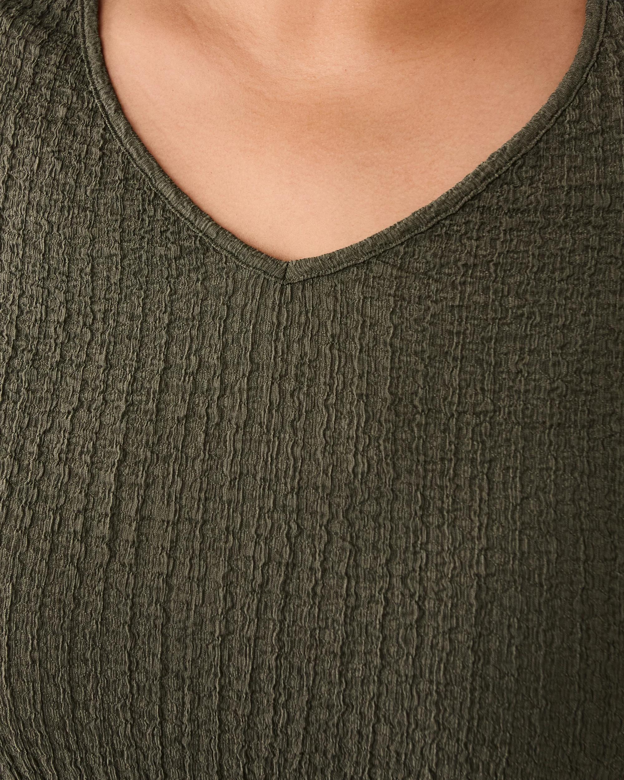 5 Curve Short Sleeve Textured Peplum Top Deep Olive, 5 of 7