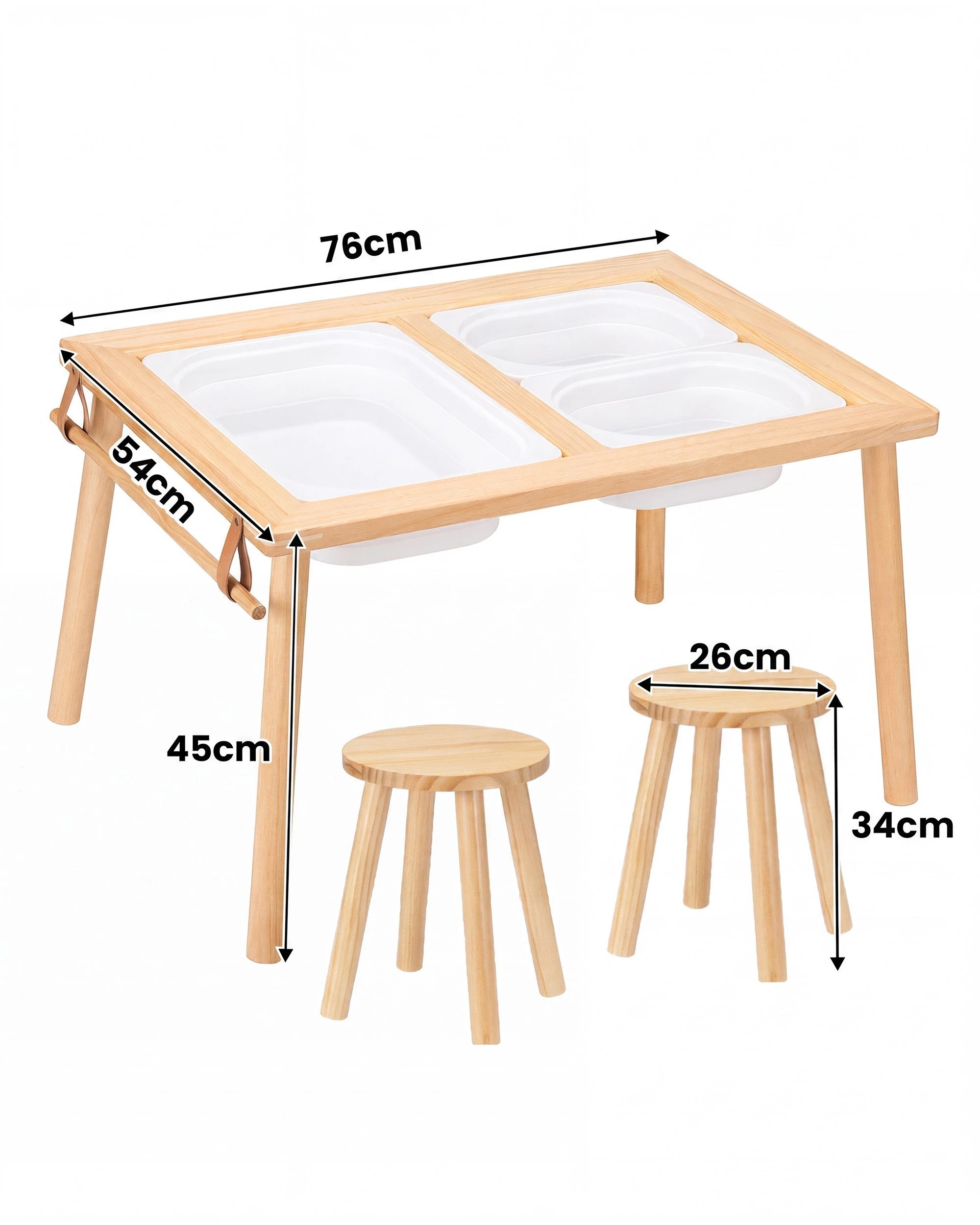9 PlayPals Toddler Activity Table Wooden Sensory Table Set w/ Utility Rail, 9 of 9
