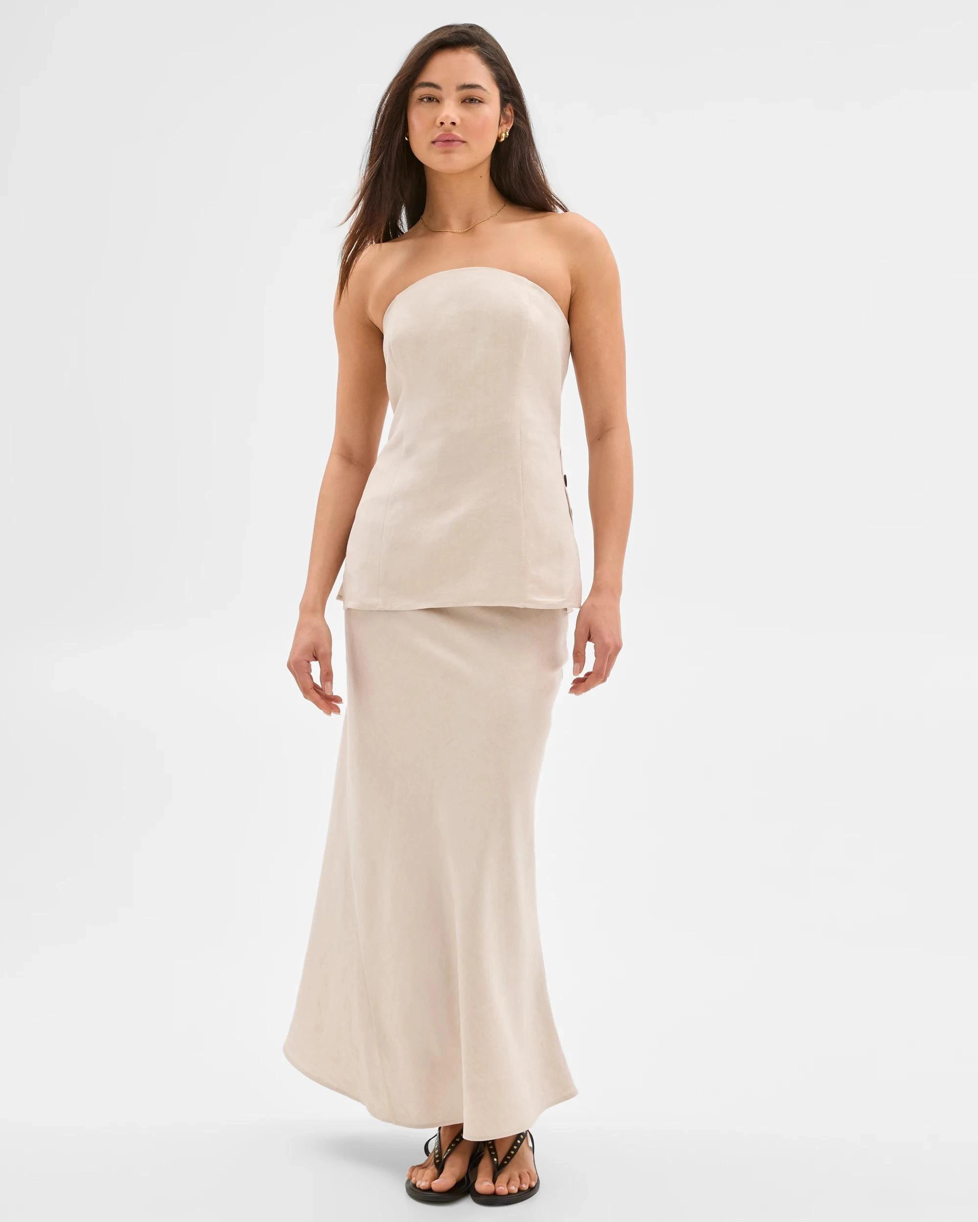 1 European Linen Blend Maxi Skirt - Lily Loves NATURAL, 1 of 6