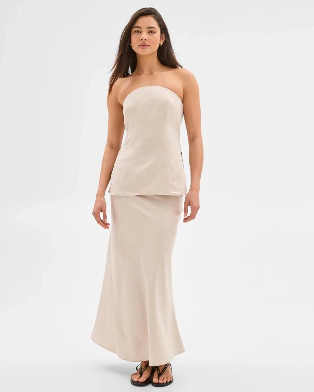 European Linen Blend Maxi Skirt - Lily L