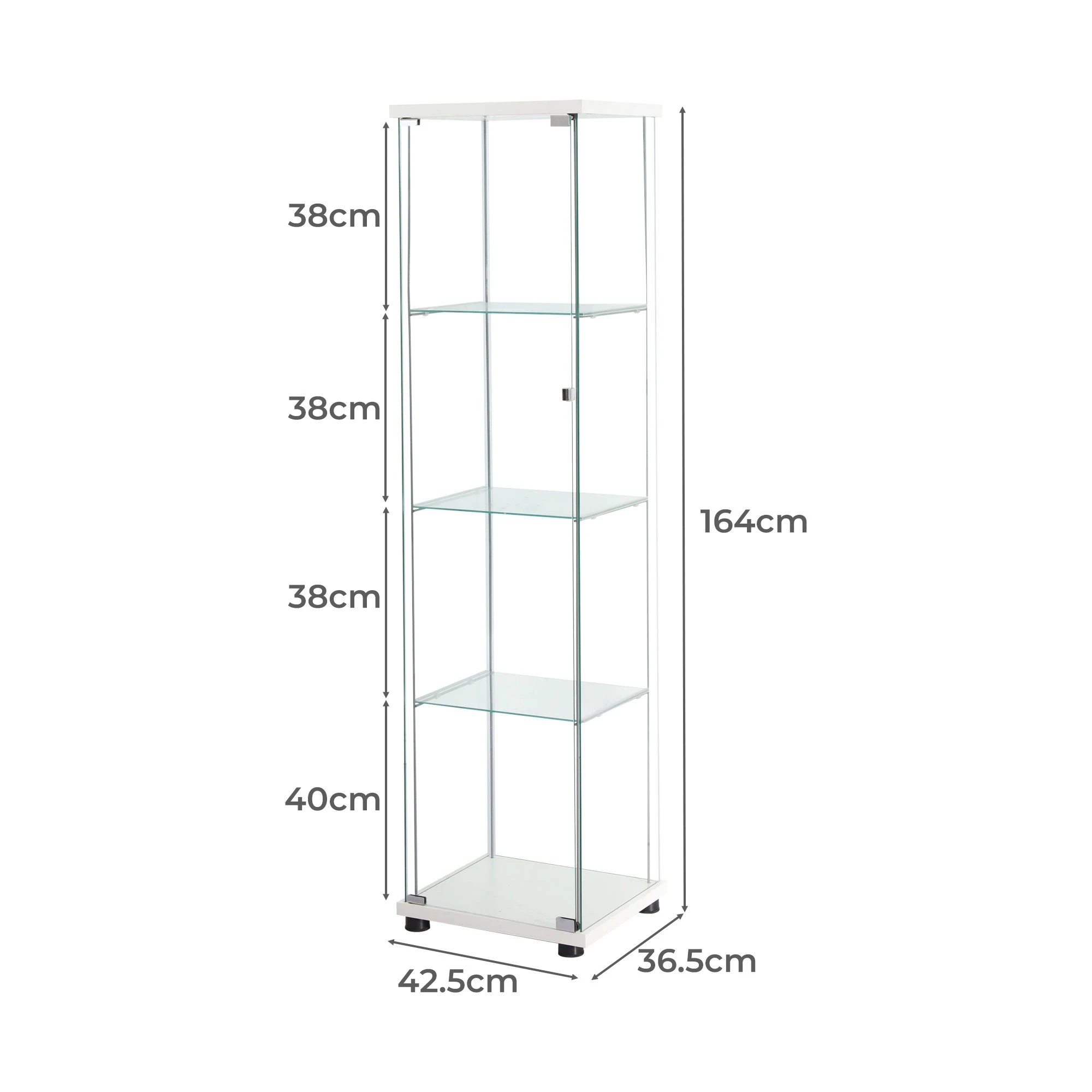 3 Stacked Display Cabinet 4-Tier Glass Door - White, 3 of 8