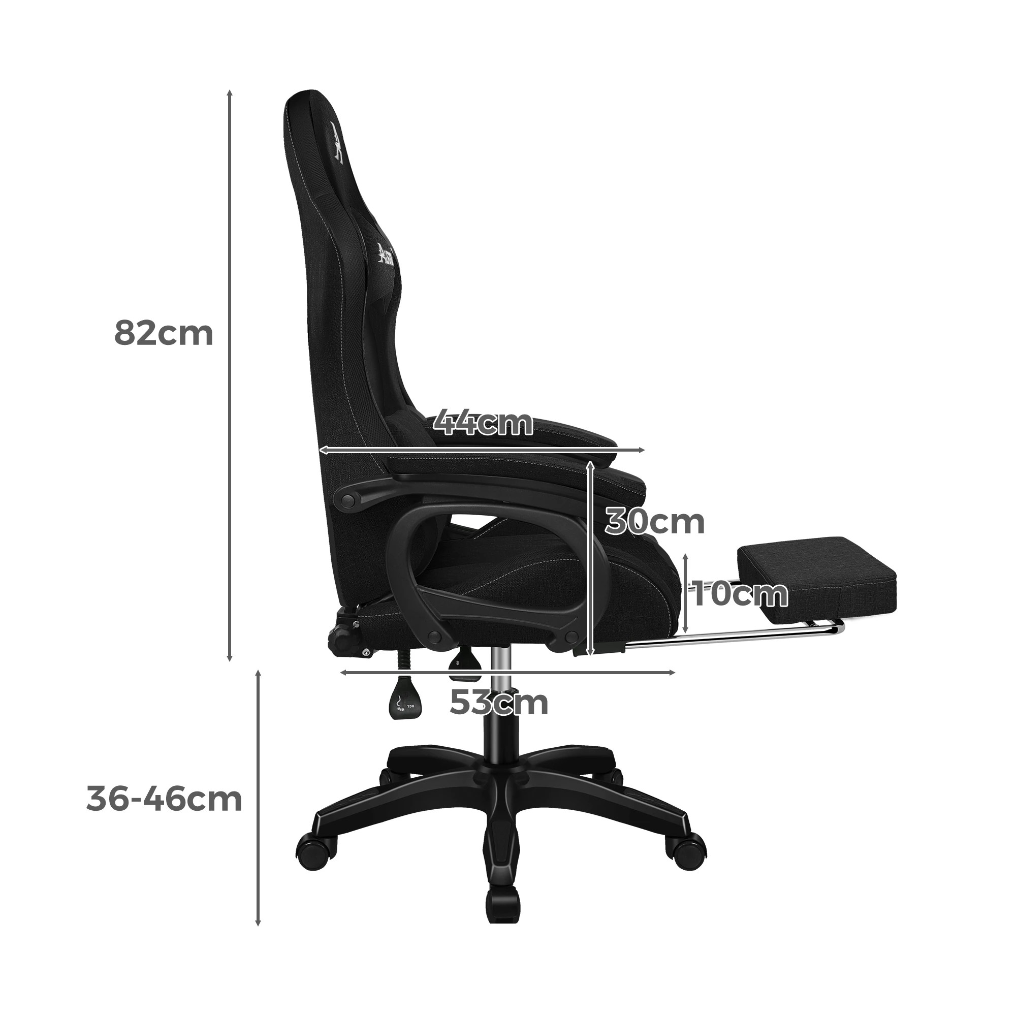 4 Alfordson Gaming Office Chair Massage Computer Seat Footrest Fabric - Black, 4 of 9