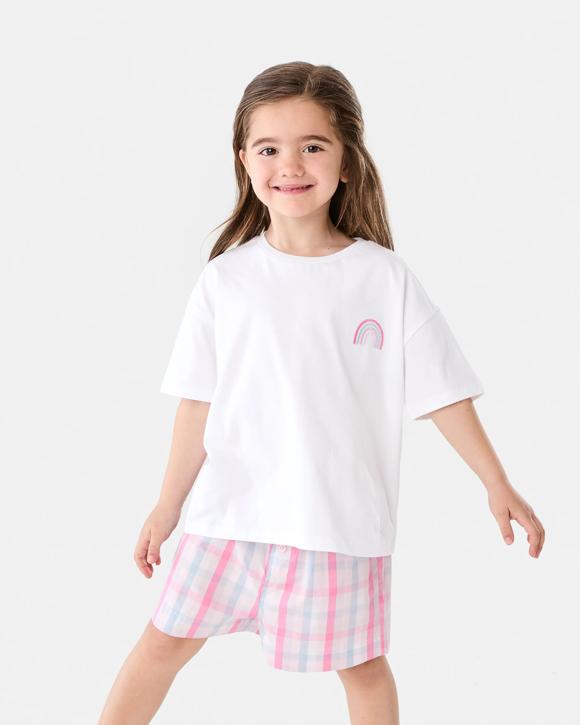 Short Sleeve Knit Woven Pyjama Set