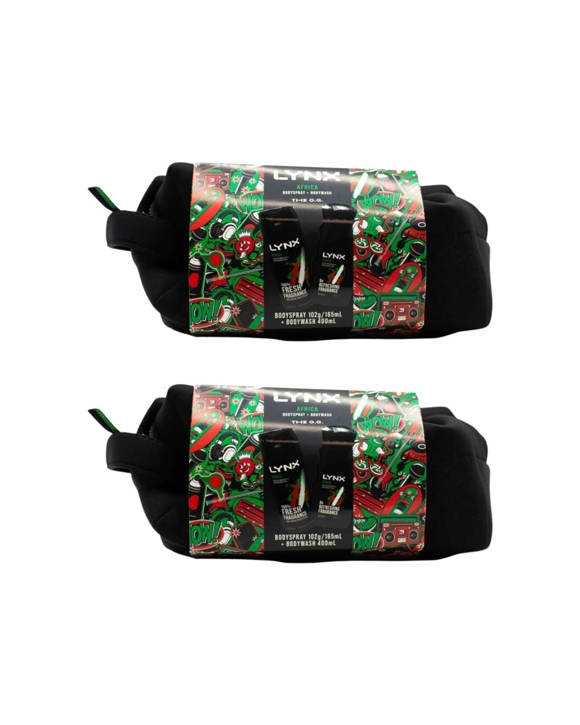 1 Lynx 2x 2pc The OG Africa Bodyspray Bodywash Bag Set for Men Gift Pack - Black, 1 of 3