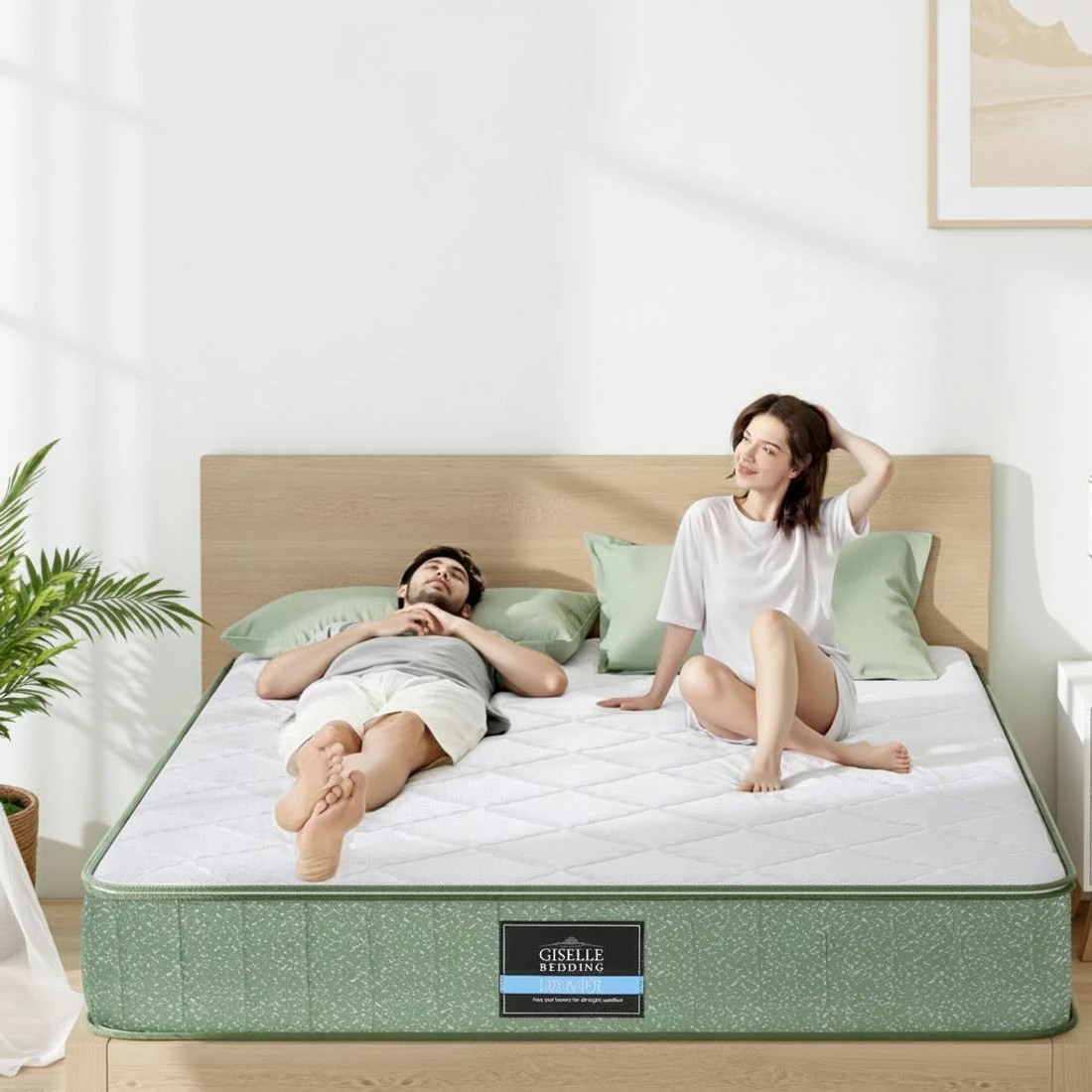 10 Giselle 25cm Memory Foam Mattress Dual Layer Zipper Cover Cool Charcoal Foam - Queen Bed - Green, 10 of 10