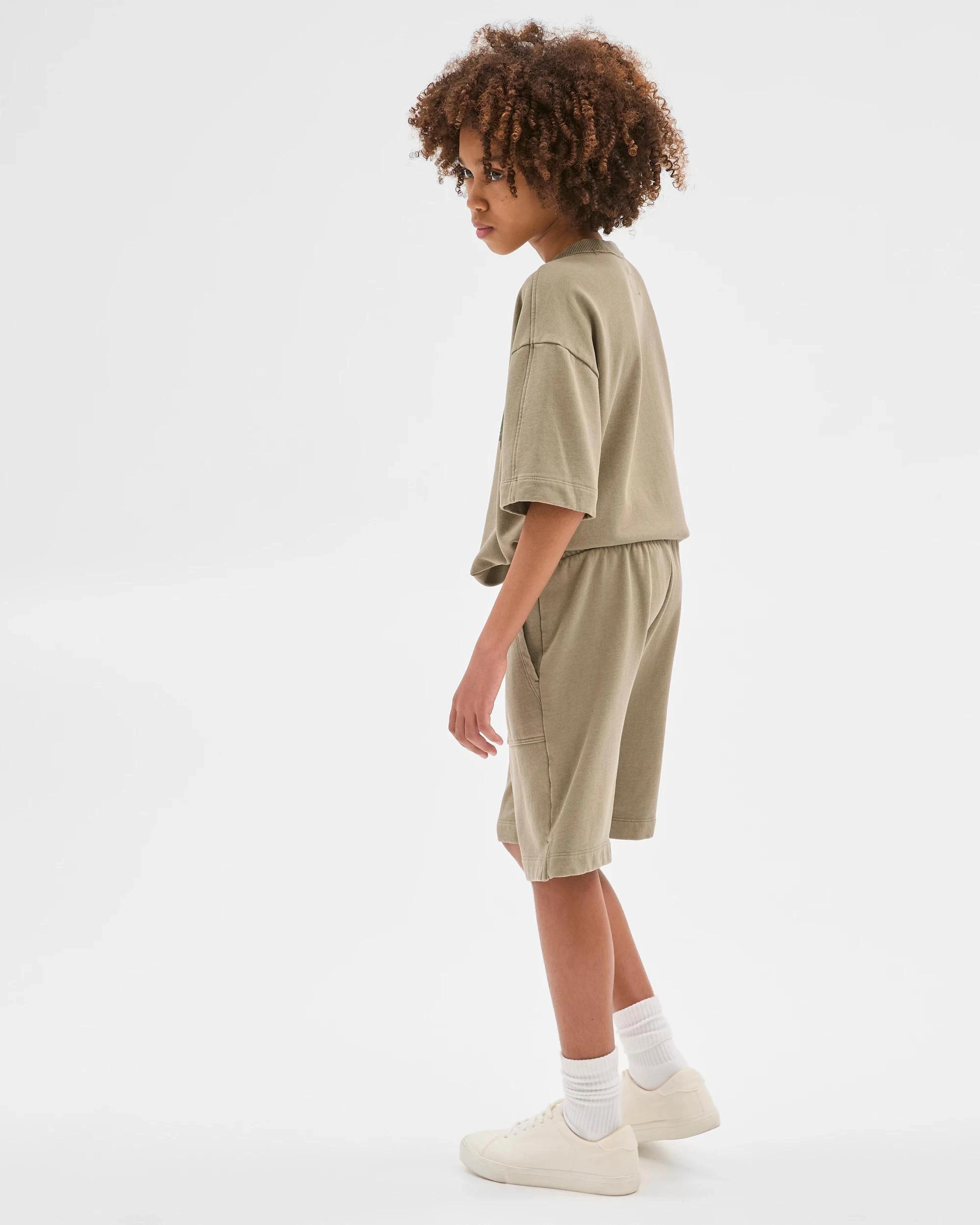 4 Target Kids Australian Cotton Blend Washed Fleece Knit Shorts GREEN, 4 of 7