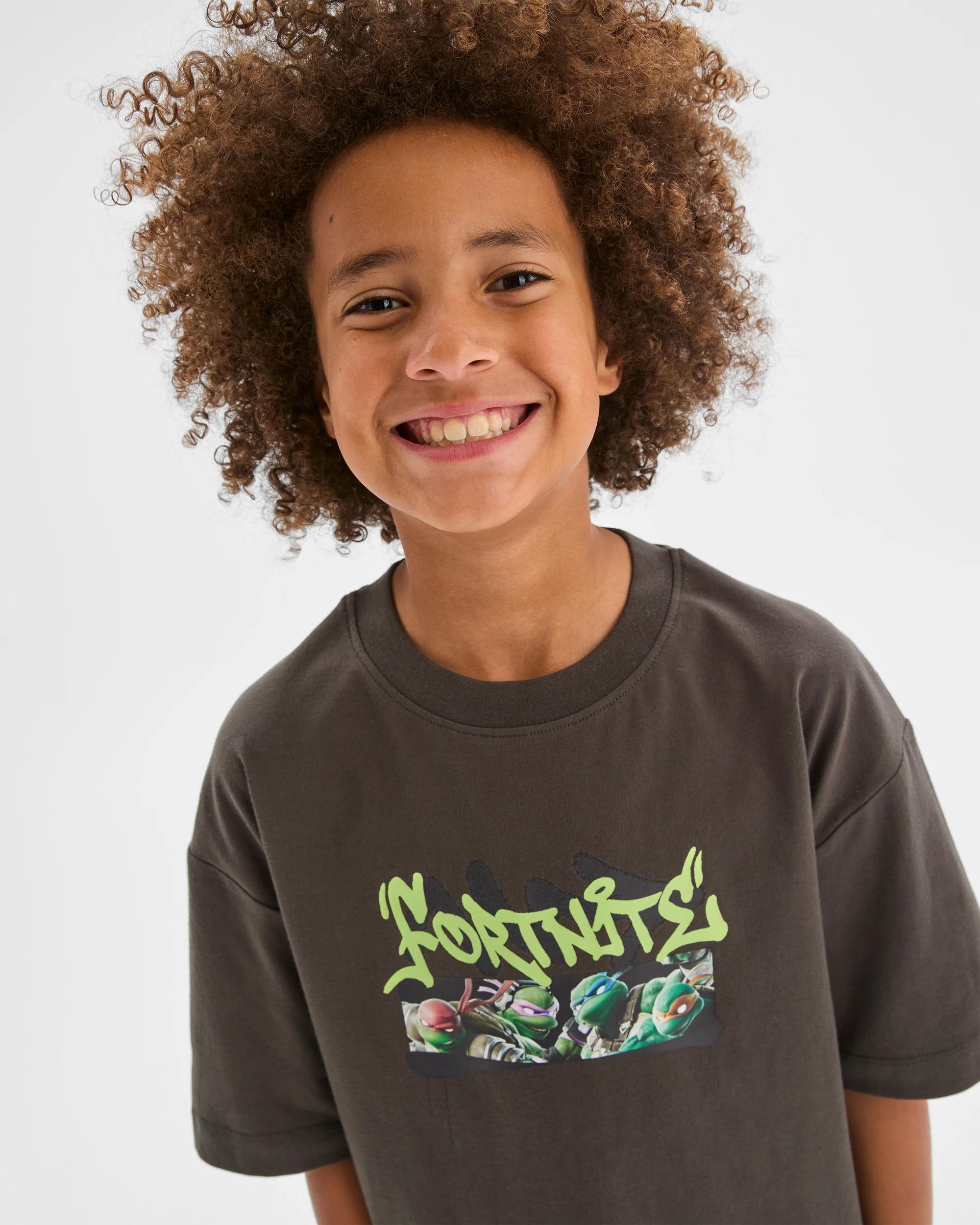 2 Teenage Mutant Ninja Turtles/Fortnite Australian Cotton Oversized T-Shirt DARK GREEN, 2 of 7