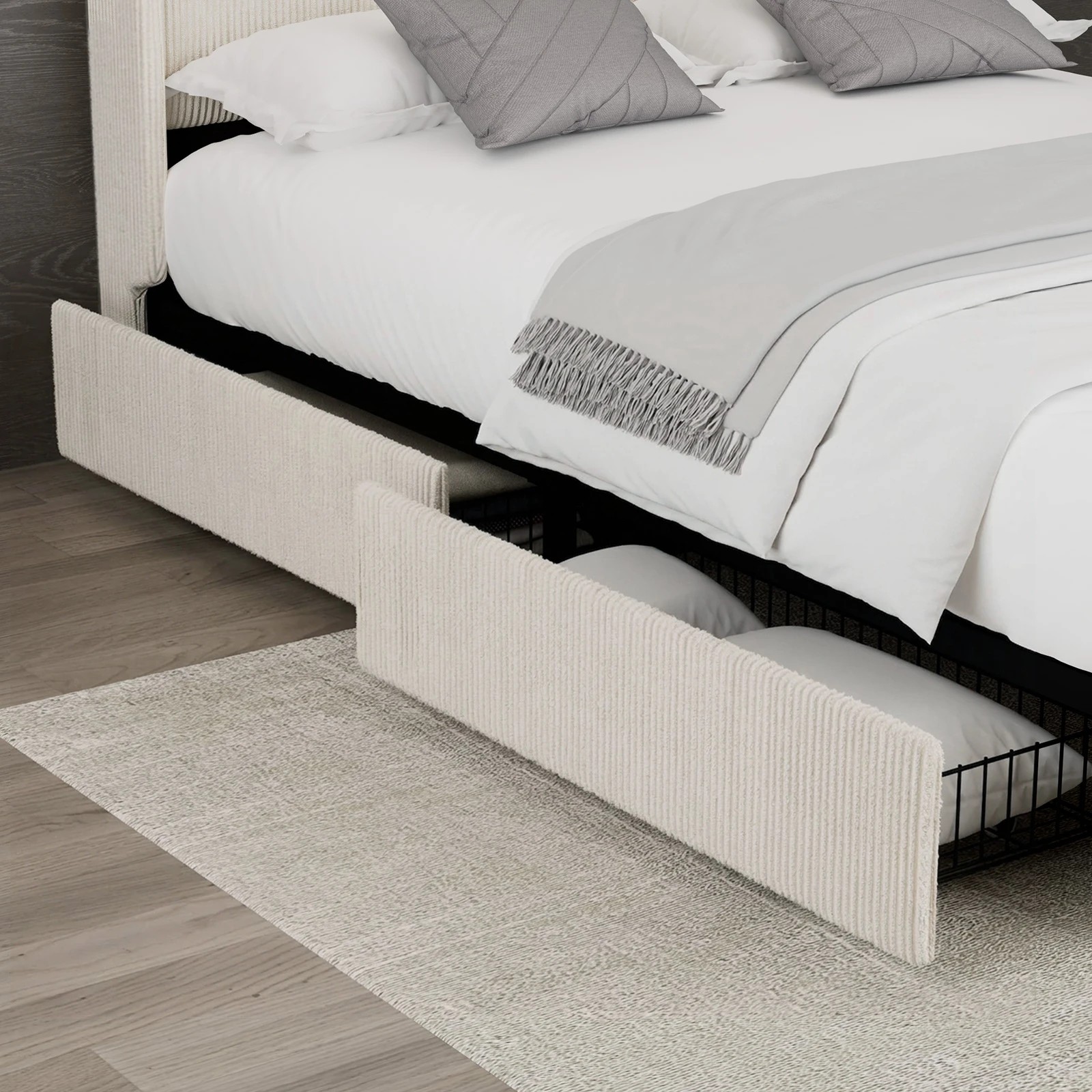 Oikiture 2x Trundle Drawers for Bed Frame Storage Organizer with Wheels ...