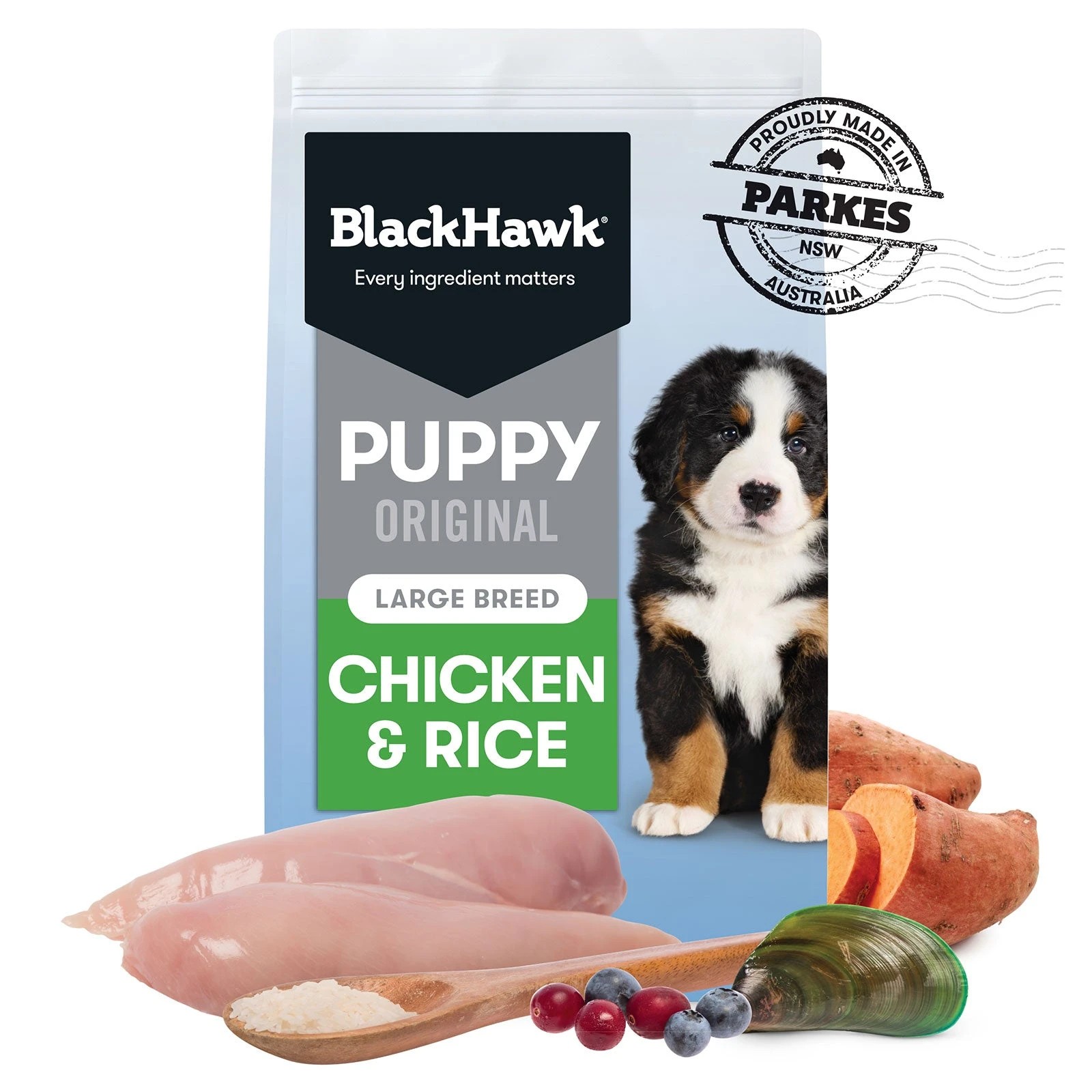 1 Black Hawk Original Chicken & Rice Large Puppy Food 10kg, 1 of 2