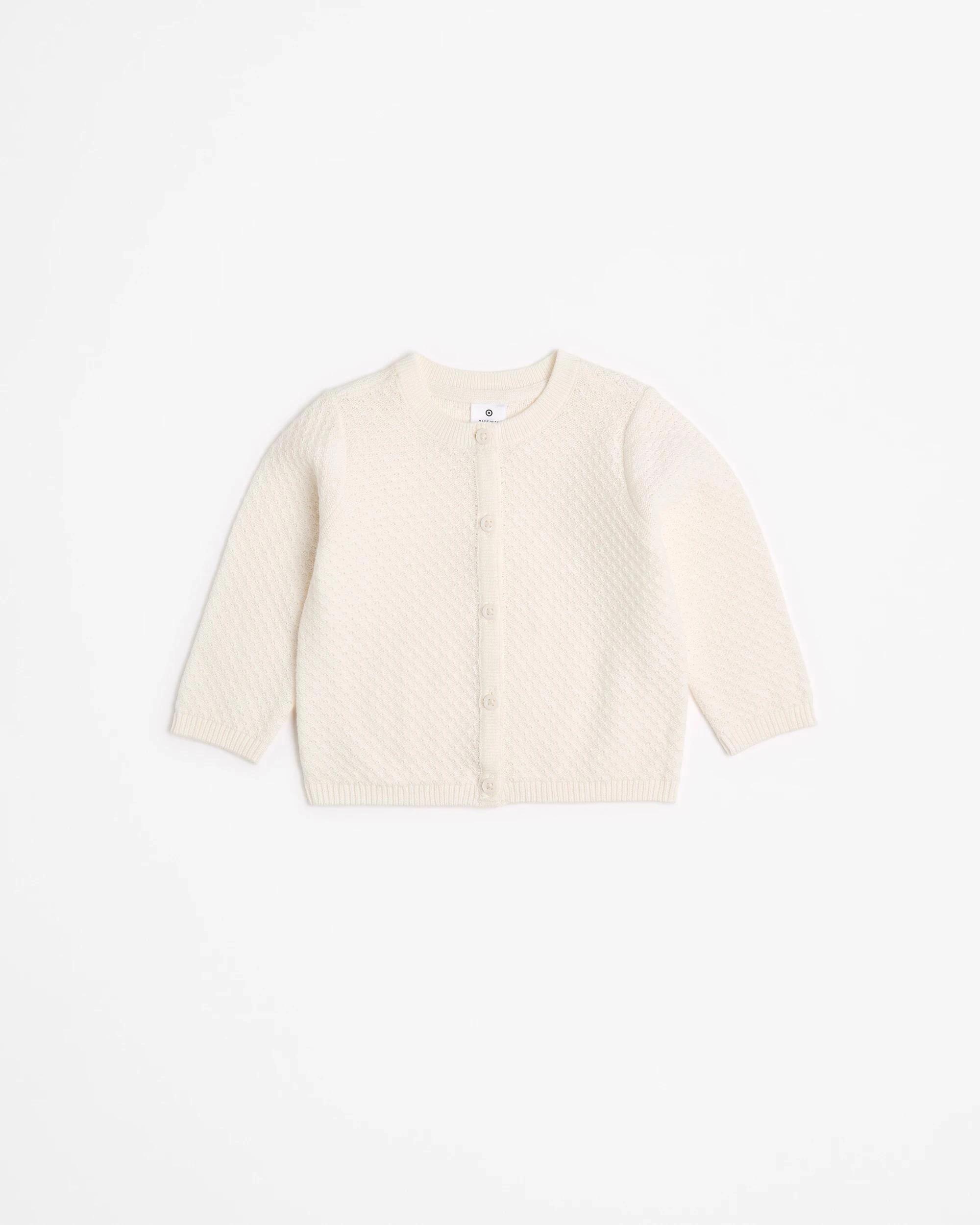 1 Target Baby Unisex Organic Cotton Pointelle Knit Cardigan CREAM, 1 of 3