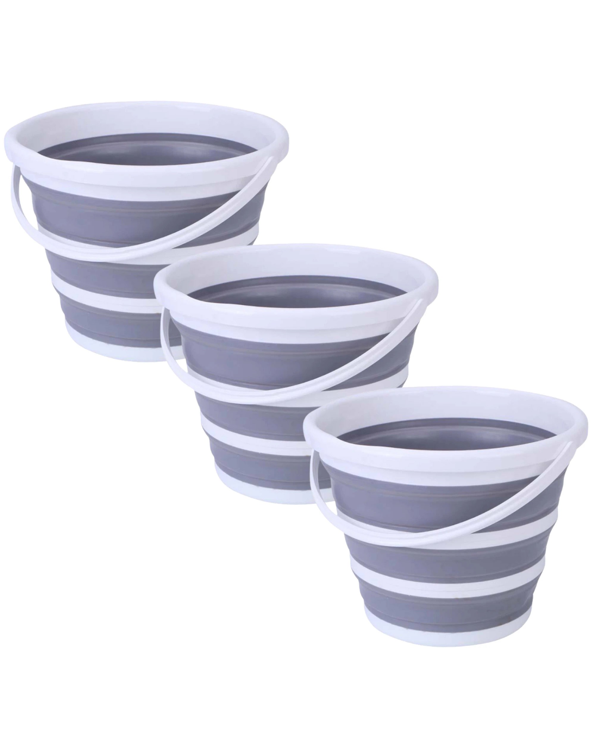 1 BR Home 3x 10L Foldable Collapsible Bucket Silicone Hiking/Camping/Fishing - Multi, 1 of 5