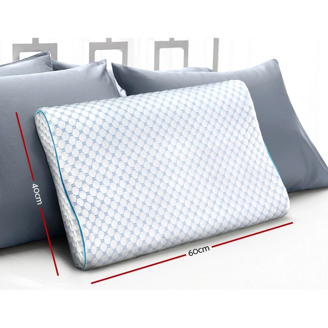 2 Giselle Bedding Memory Foam Contour Pillow Cool Gel - White, 2 of 5