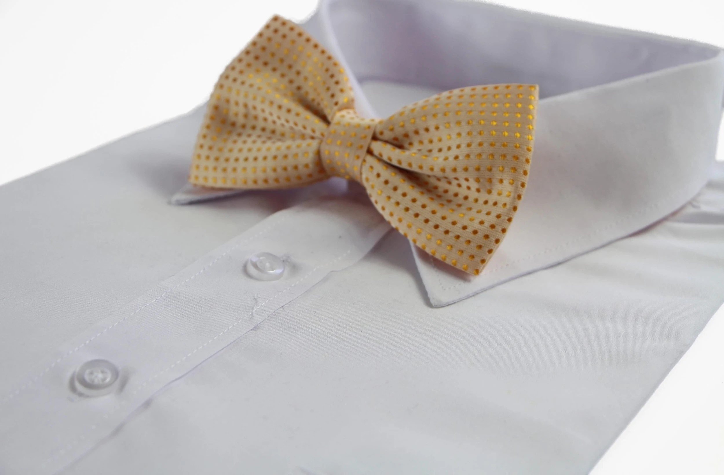 1 Zasel Mens Pale Orange Polka Dot Patterned Bow Tie, 1 of 2