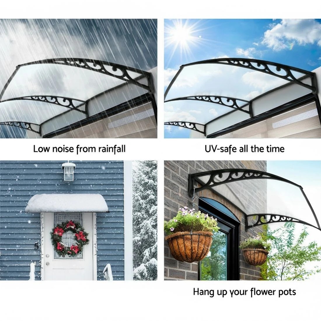 3 Instahut Window Door Awning 1mx6m Transparent Plastic - Clear, 3 of 5