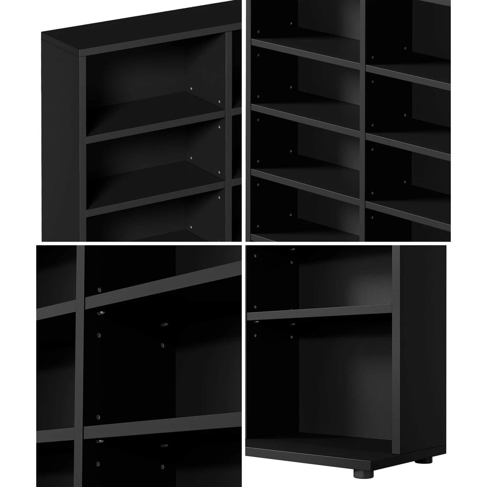 4 Oikiture Bookshelf Display Shelf Unit Bookcase CD Media Storage Rack - Black, 4 of 9
