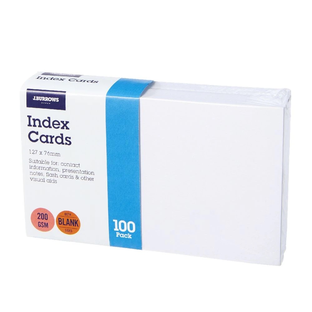 2 J.Burrows Index Cards Blank 127 x 76mm White 100 Pack, 2 of 3