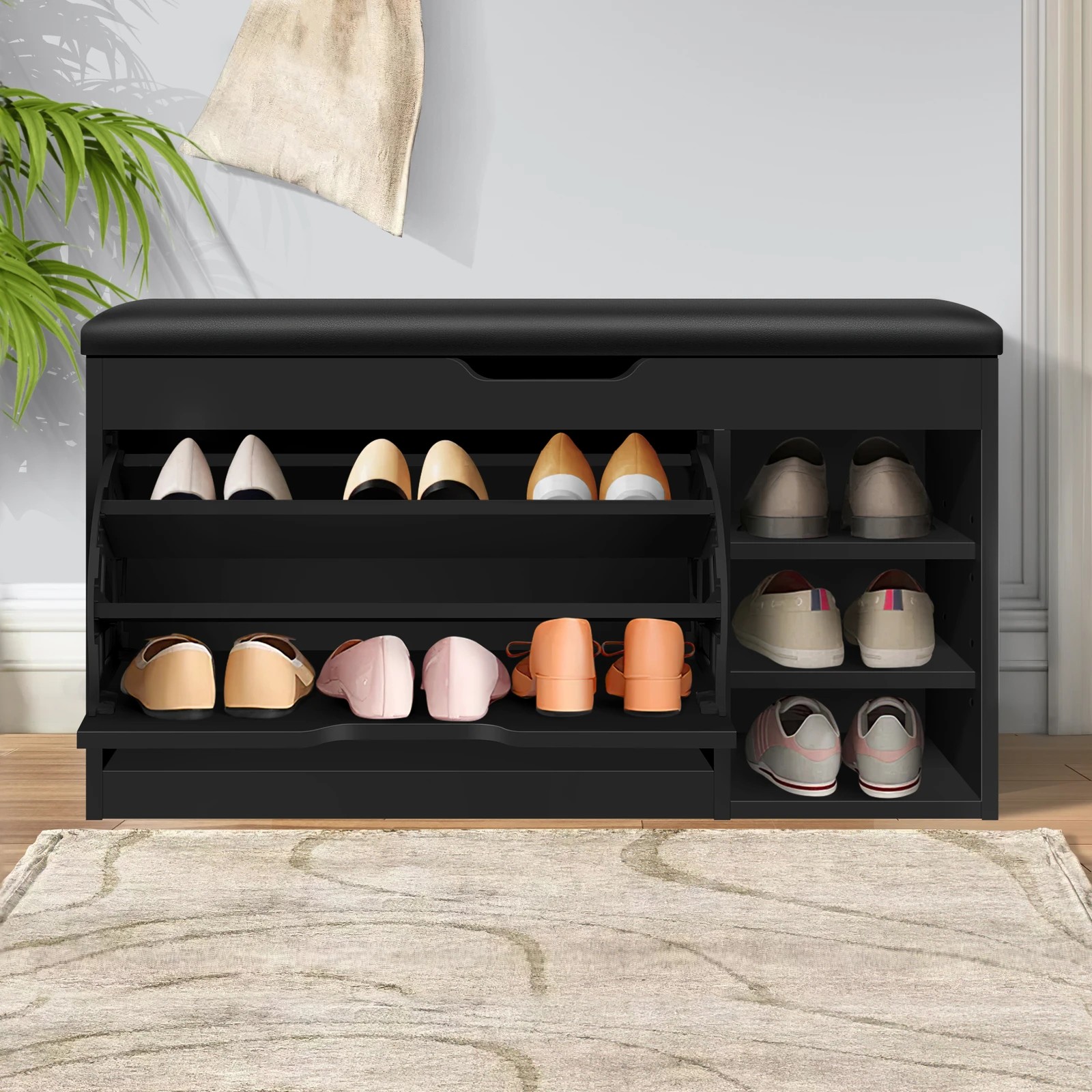 4 Alfordson Shoe Cabinet Bench Rack 18 Pairs - Black, 4 of 10