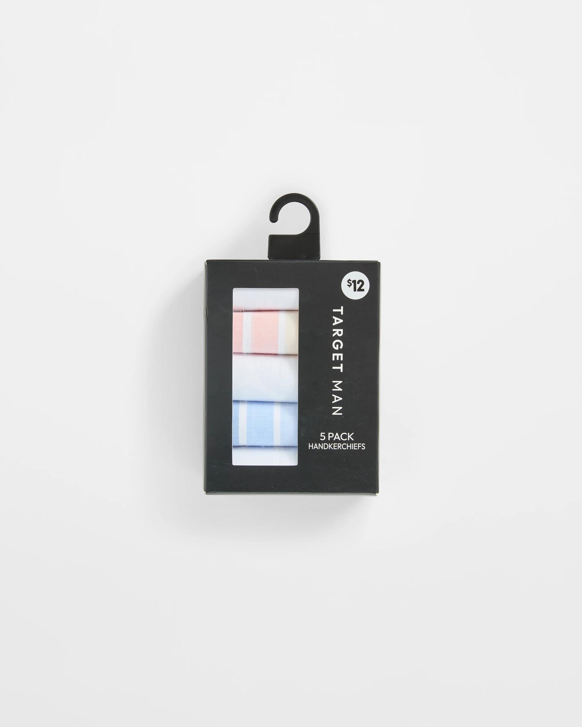 1 Target Mens 5 Pack Assorted Handkerchiefs PASTELS, 1 of 2