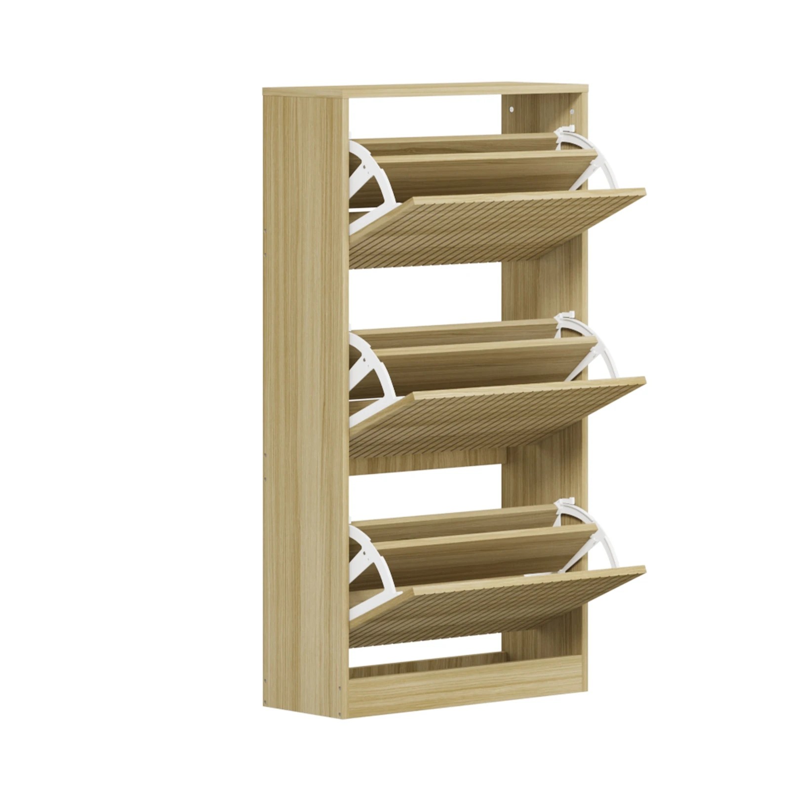 6 Oikiture Shoe Rack Storage Cabinet Organiser Drawers 3 Doors
 - Natural, 6 of 9