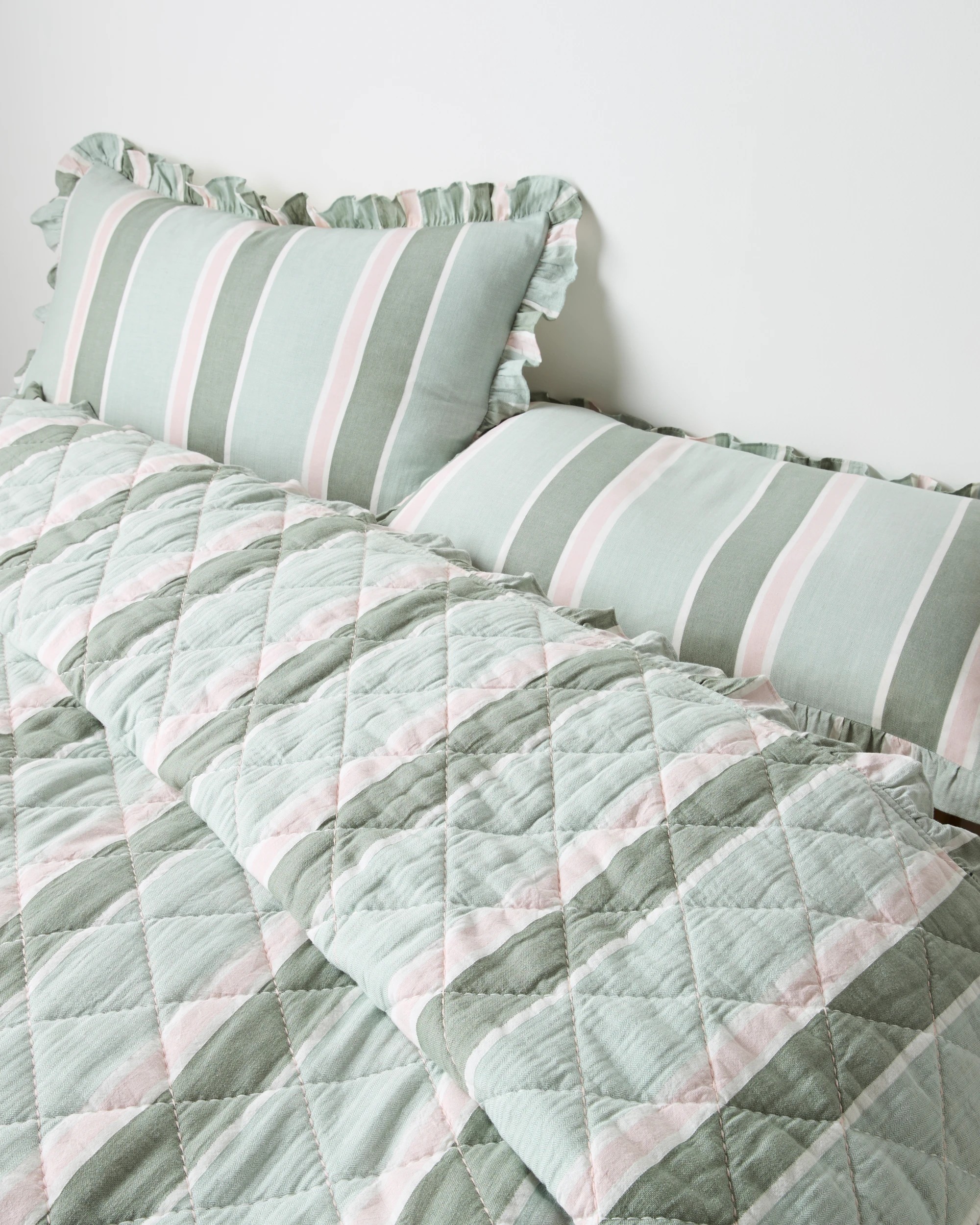 2 Target Aubrey Ruffle Coverlet Set - Super King Bed - Green, 2 of 3