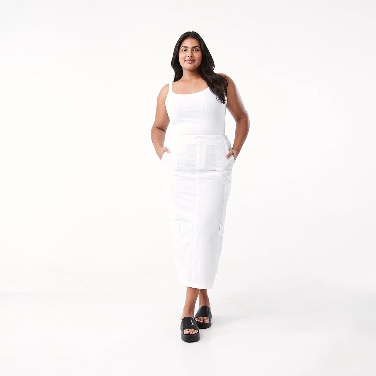 5 Sleeveless Rib Scoop Cami Top White, 5 of 9
