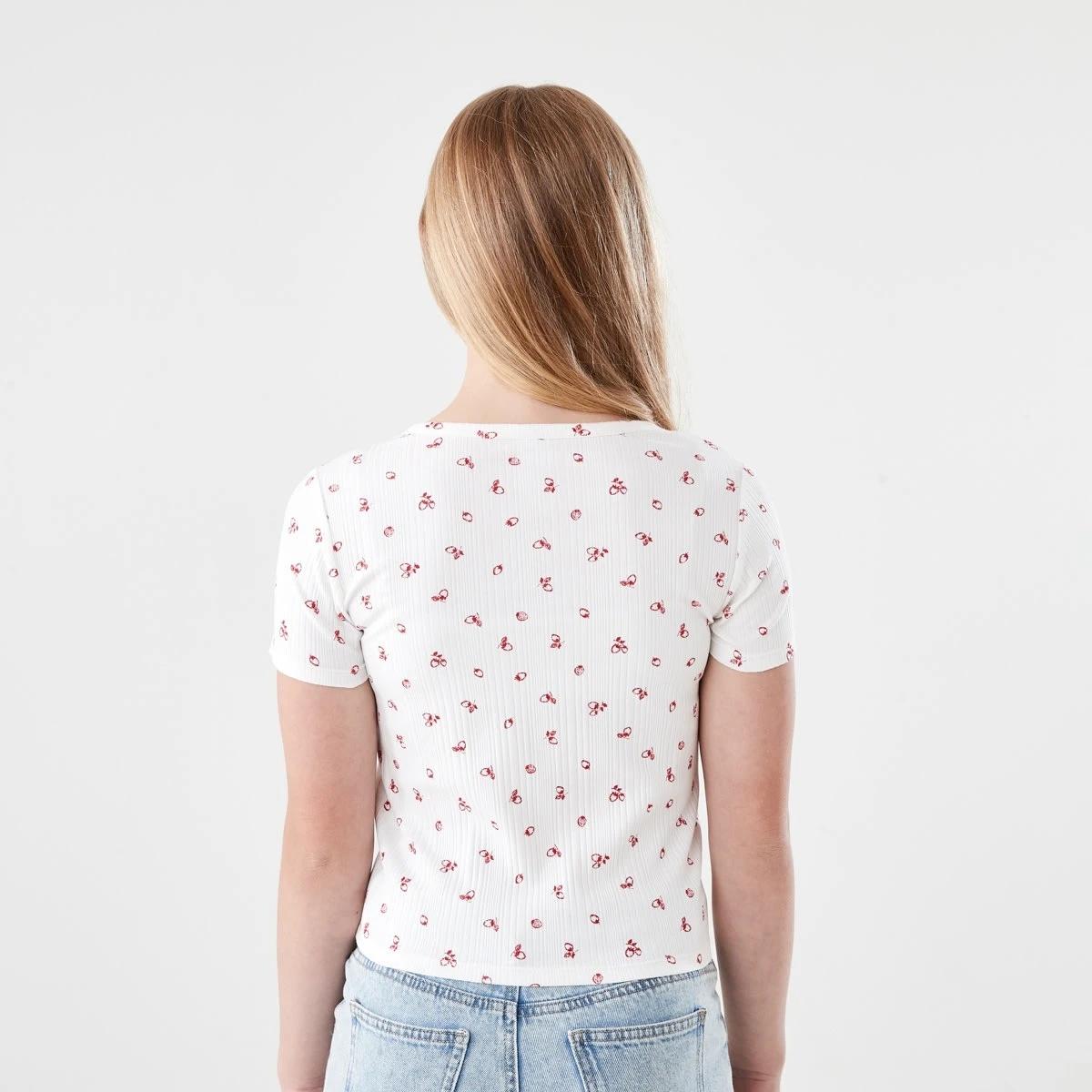 2 Rib Henley T-shirt BERRY SERENADE SNOW WHITE, 2 of 7