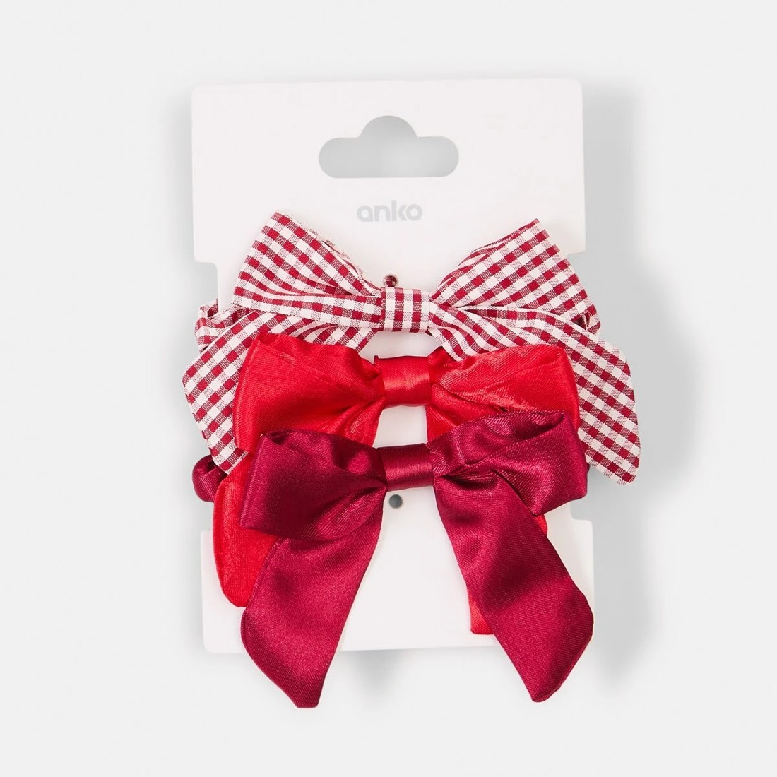 5 3 Pack Bow Hair Scrunchies - Red, 5 of 5