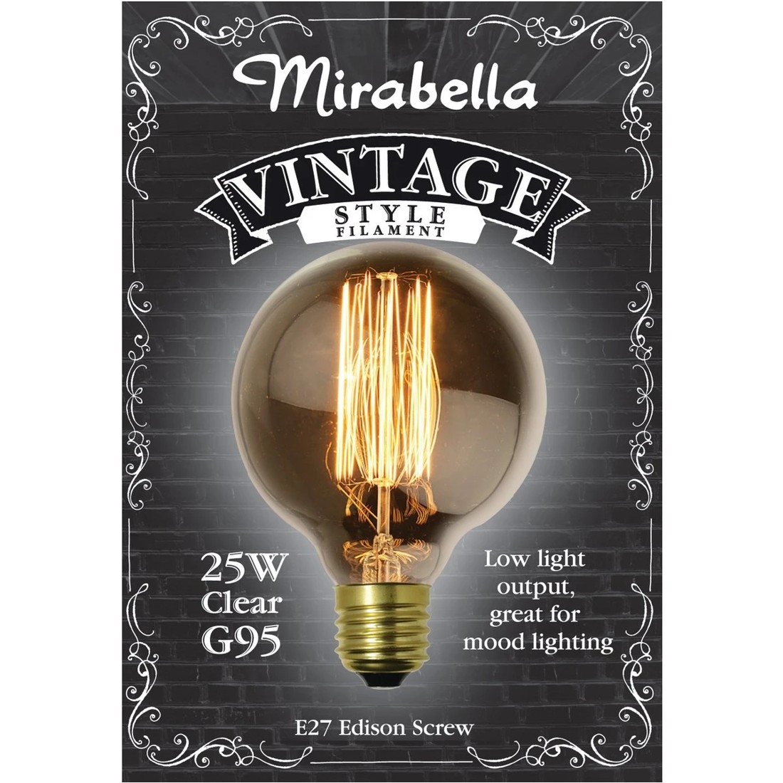 1 Mirabella E27 G95 25W Vintage Style Filament Bulb, 1 of 1