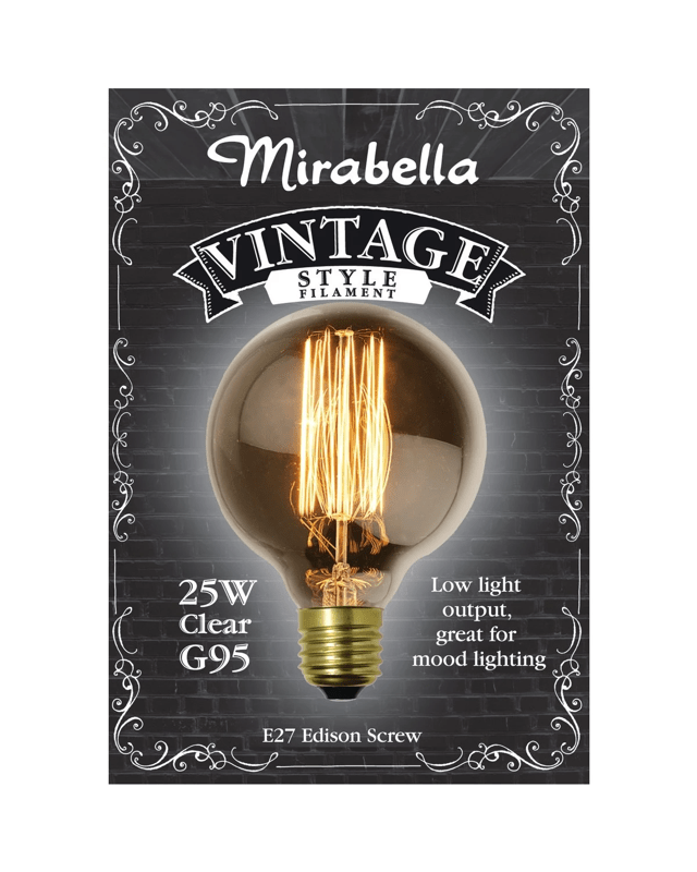 Mirabella E27 G95 25W Vintage Style Filament 